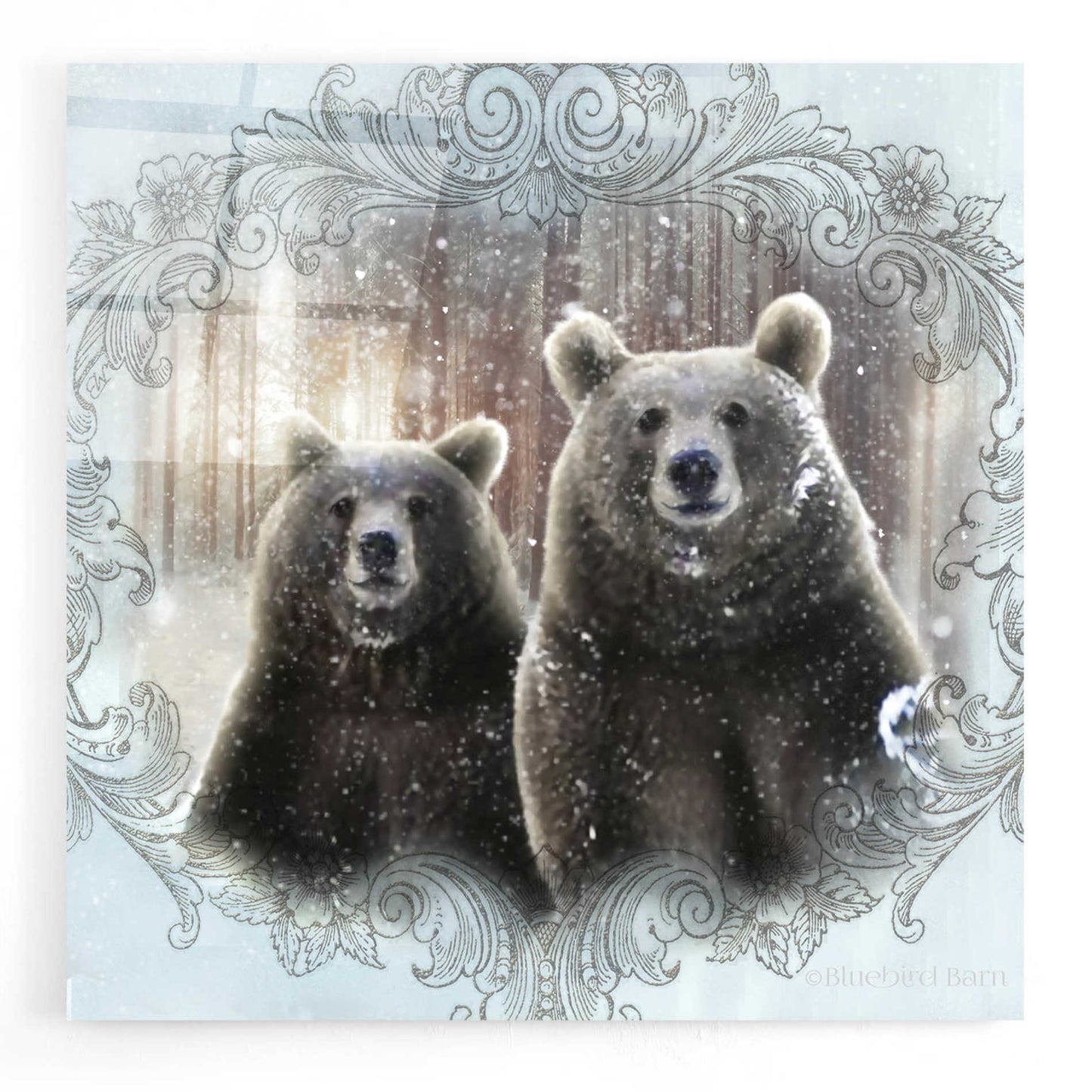 Epic Art 'Enchanted Winter Bears' by Bluebird Barn, Acrylic Glass Wall Art,12x12