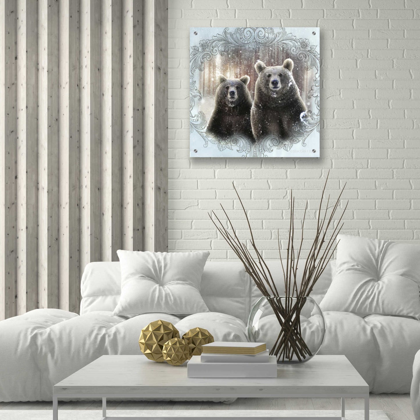 Epic Art 'Enchanted Winter Bears' by Bluebird Barn, Acrylic Glass Wall Art,24x24