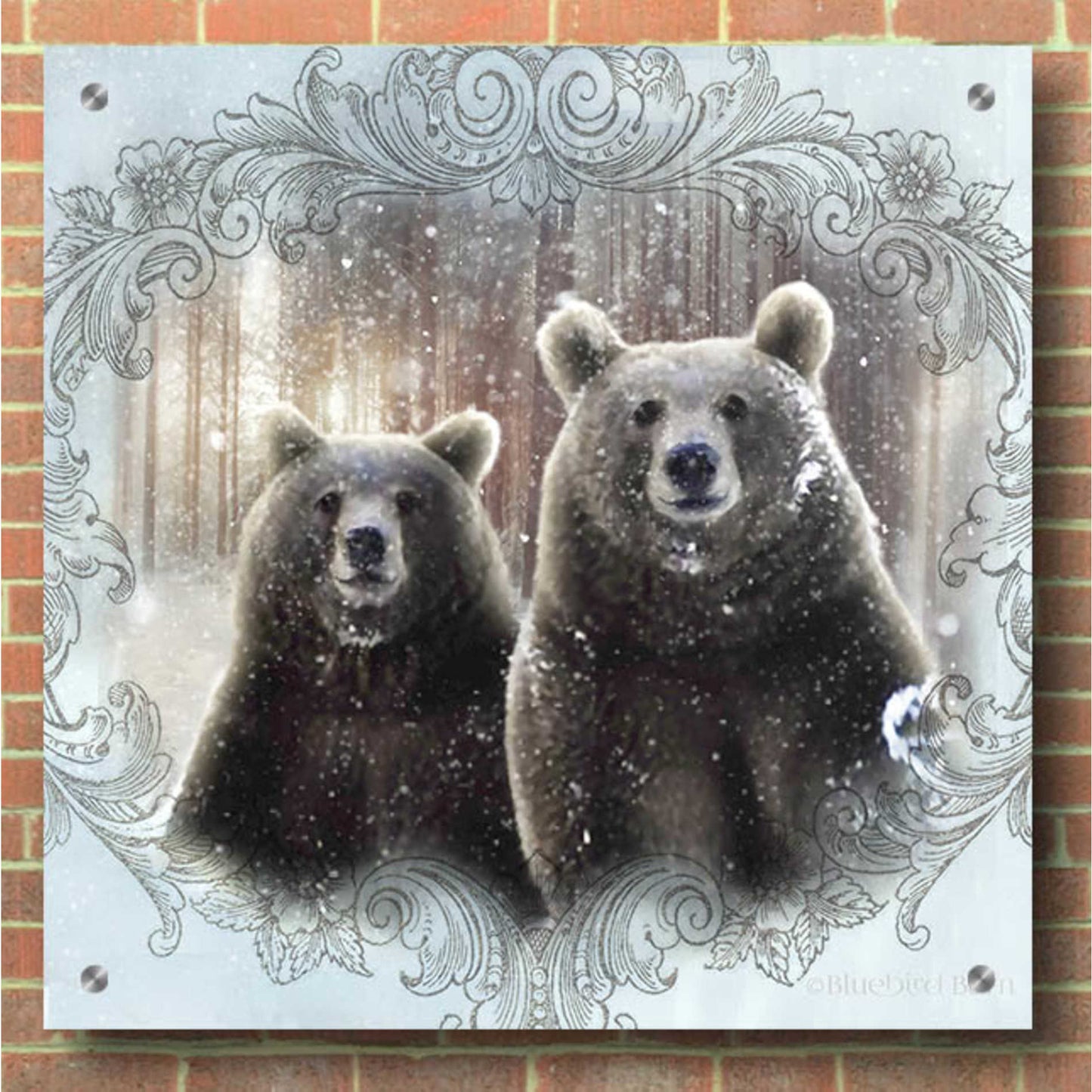 Epic Art 'Enchanted Winter Bears' by Bluebird Barn, Acrylic Glass Wall Art,36x36