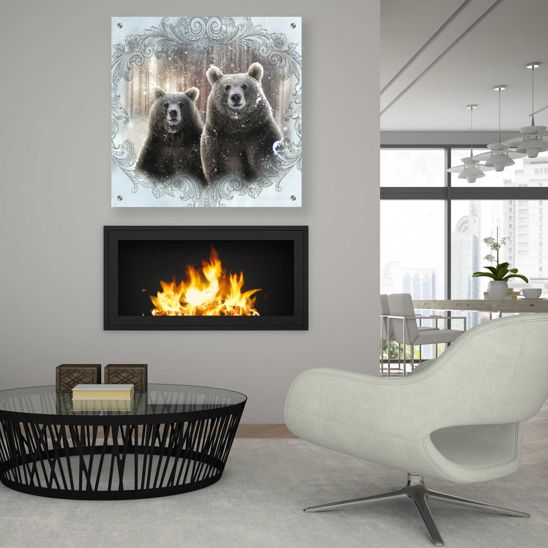 Epic Art 'Enchanted Winter Bears' by Bluebird Barn, Acrylic Glass Wall Art,36x36