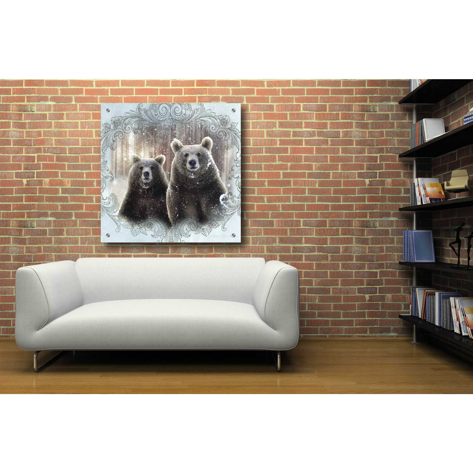 Epic Art 'Enchanted Winter Bears' by Bluebird Barn, Acrylic Glass Wall Art,36x36