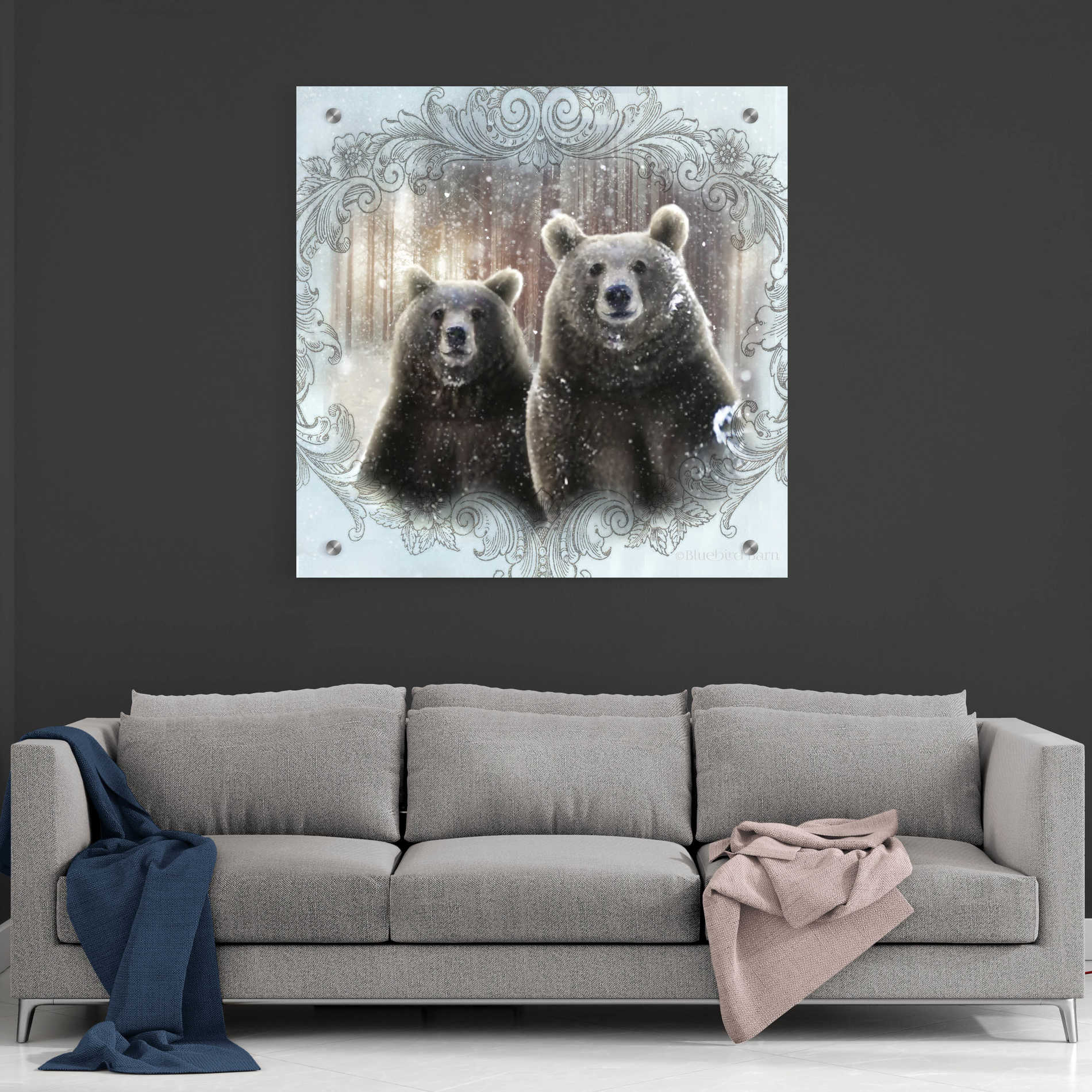 Epic Art 'Enchanted Winter Bears' by Bluebird Barn, Acrylic Glass Wall Art,36x36