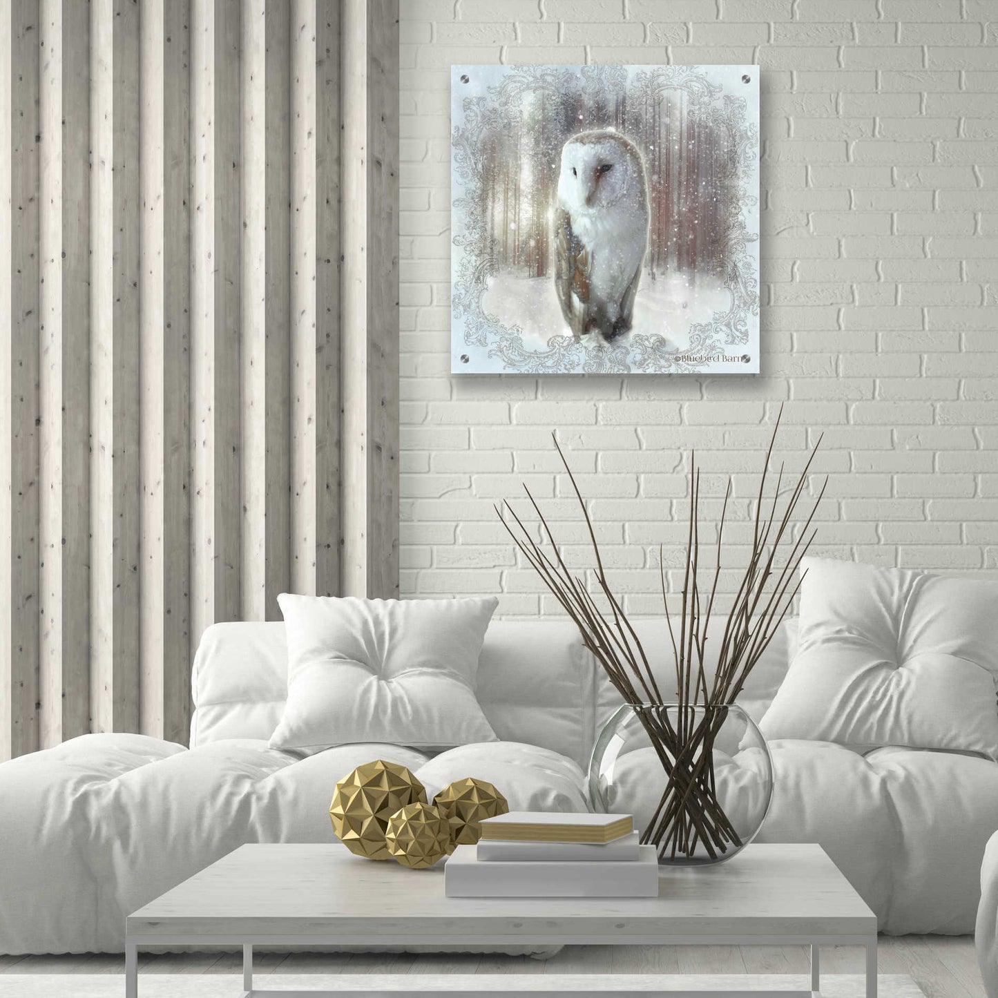 Epic Art 'Enchanted Winter Owl' by Bluebird Barn, Acrylic Glass Wall Art,24x24