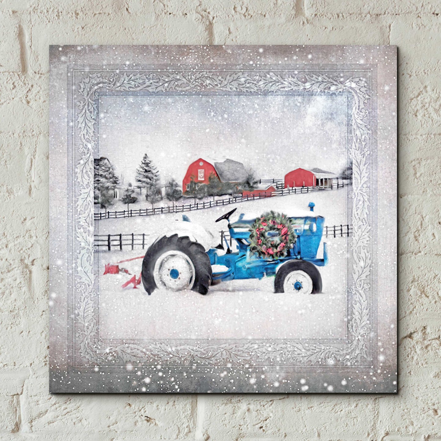 Epic Art 'Christmas Tractor' by Bluebird Barn, Acrylic Glass Wall Art,12x12