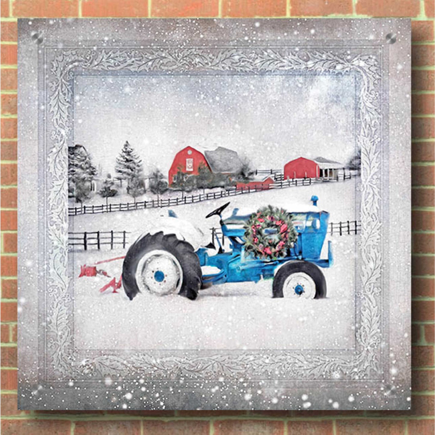 Epic Art 'Christmas Tractor' by Bluebird Barn, Acrylic Glass Wall Art,36x36