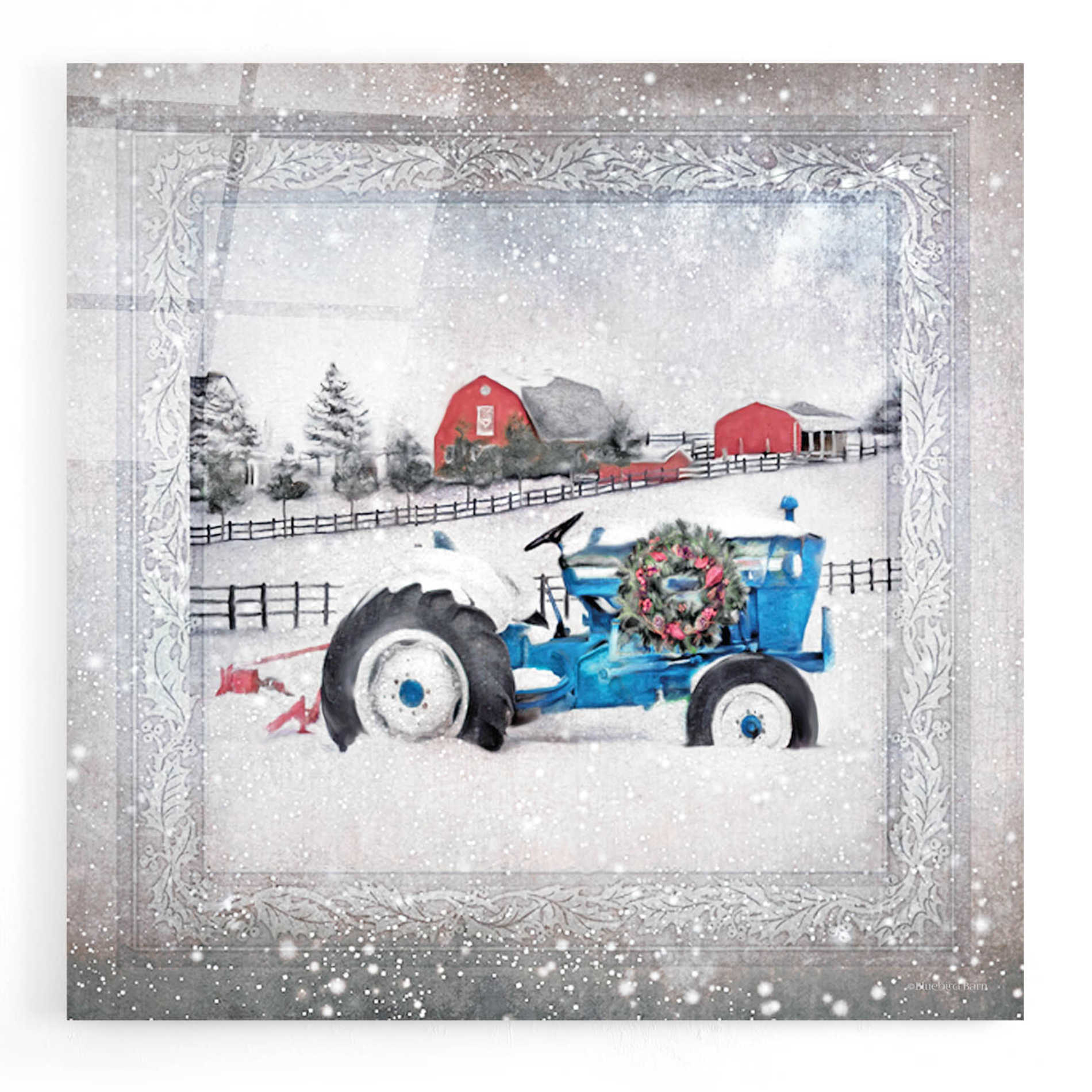 Epic Art 'Christmas Tractor' by Bluebird Barn, Acrylic Glass Wall Art