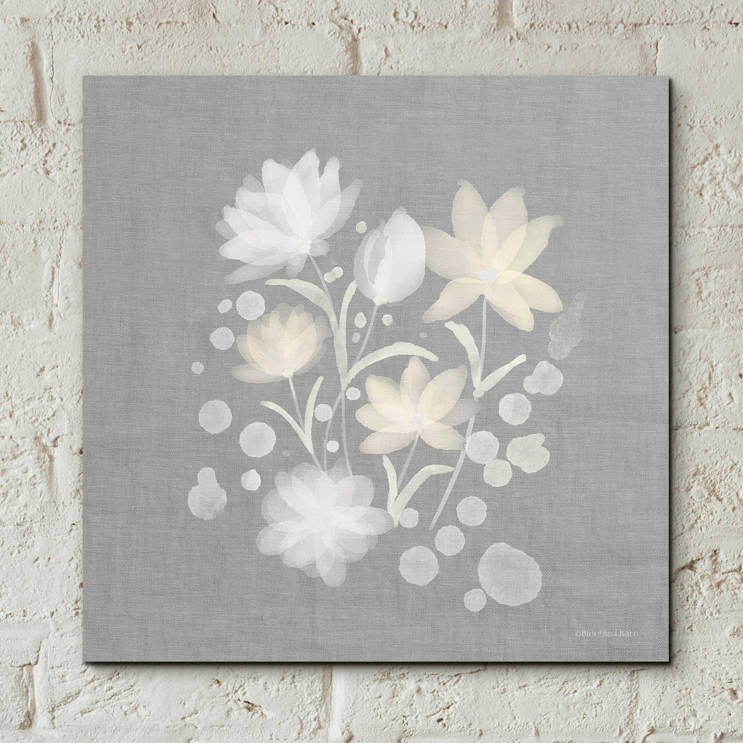 Epic Art 'Flower Bunch on Linen II' by Bluebird Barn, Acrylic Glass Wall Art,12x12