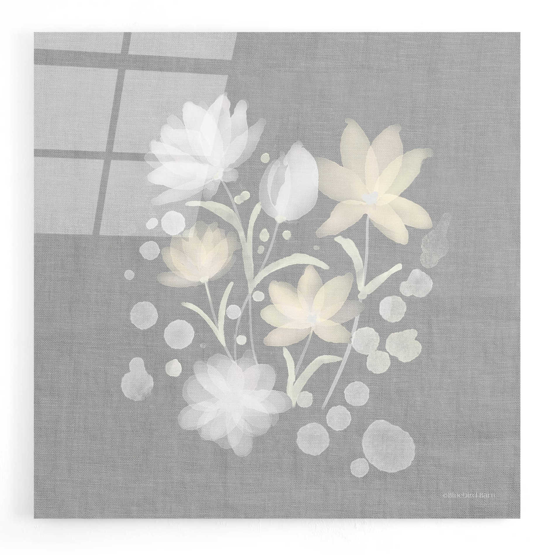 Epic Art 'Flower Bunch on Linen II' by Bluebird Barn, Acrylic Glass Wall Art,12x12