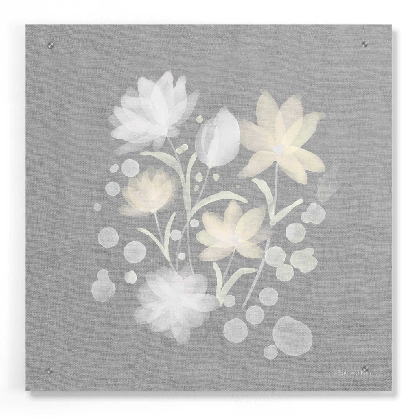 Epic Art 'Flower Bunch on Linen II' by Bluebird Barn, Acrylic Glass Wall Art,24x24