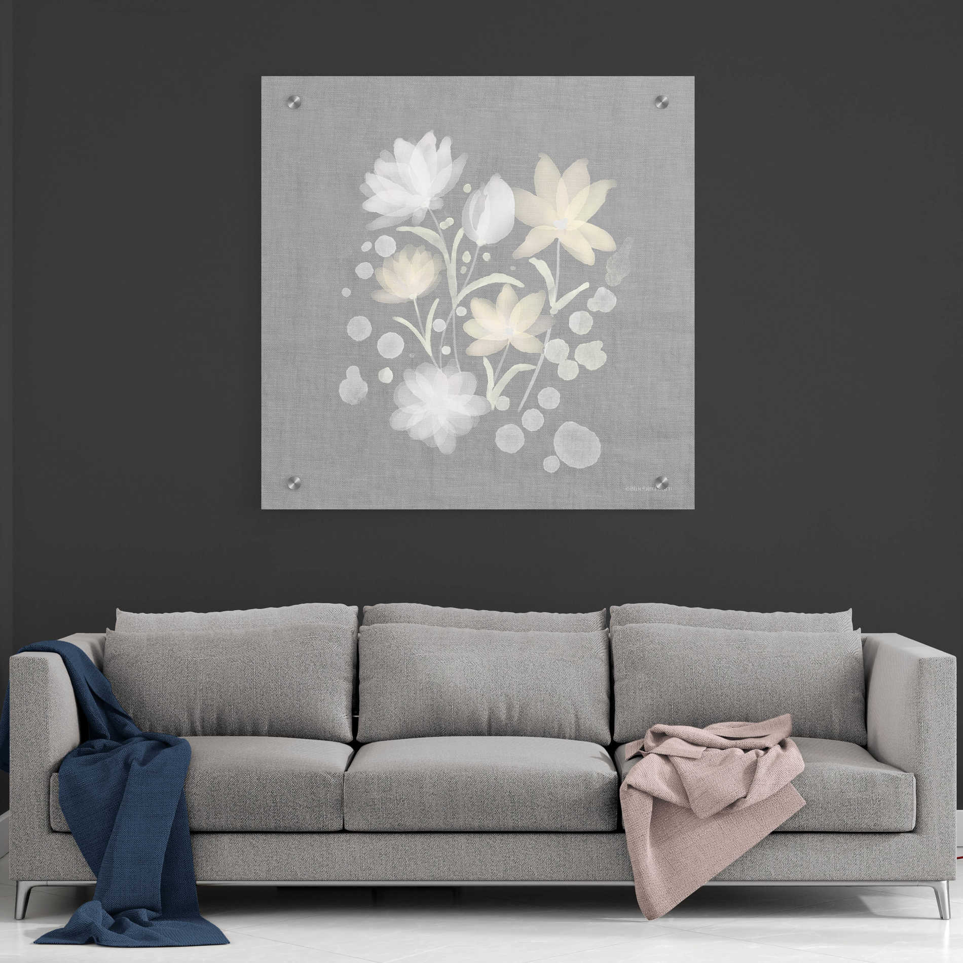 Epic Art 'Flower Bunch on Linen II' by Bluebird Barn, Acrylic Glass Wall Art,36x36