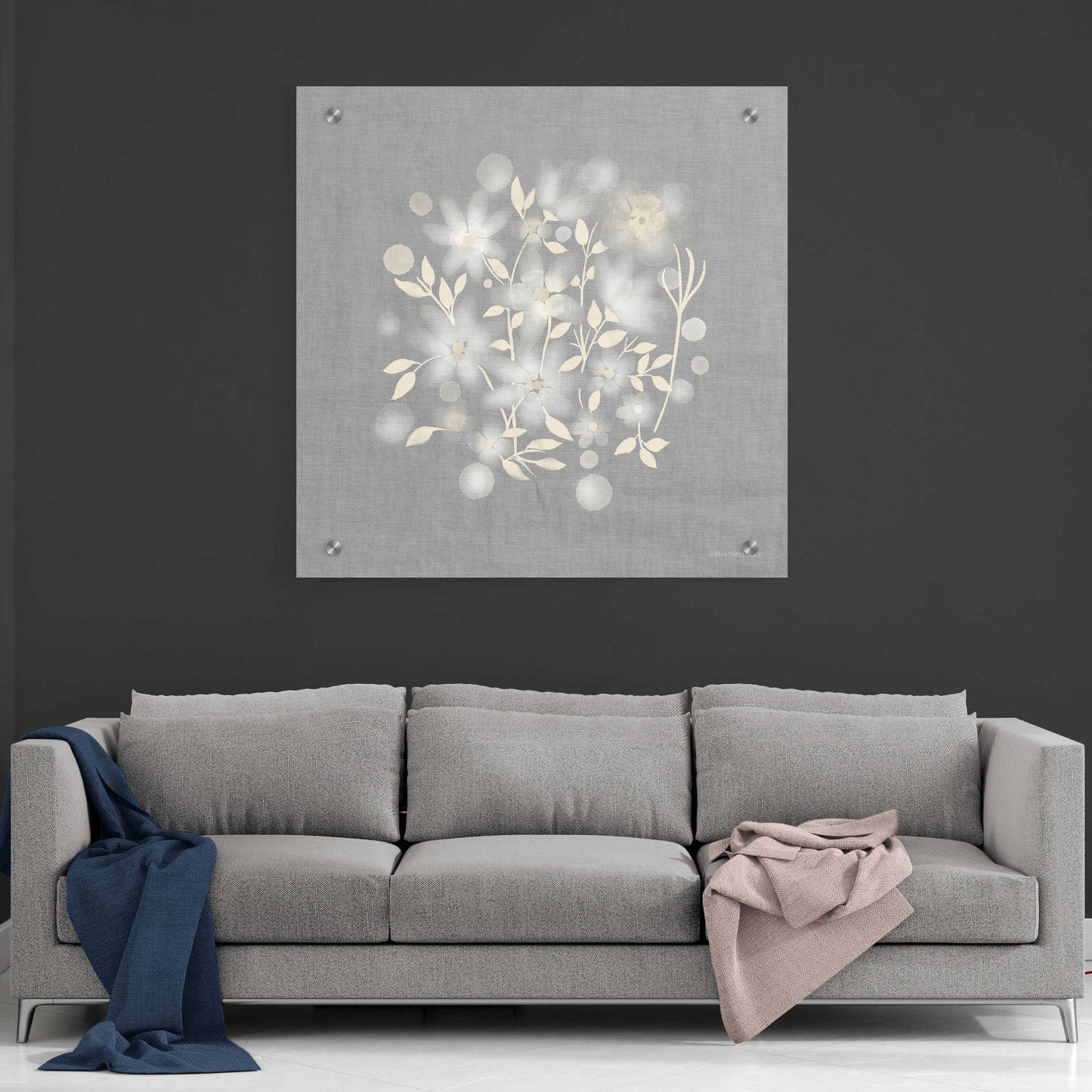 Epic Art 'Flower Bunch on Linen III' by Bluebird Barn, Acrylic Glass Wall Art,36x36