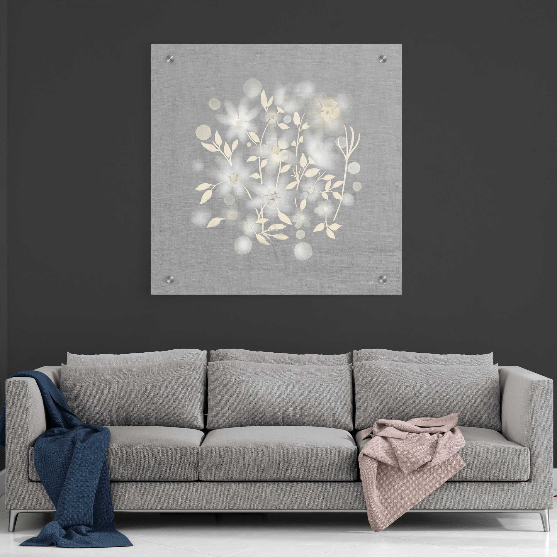 Epic Art 'Flower Bunch on Linen III' by Bluebird Barn, Acrylic Glass Wall Art,36x36