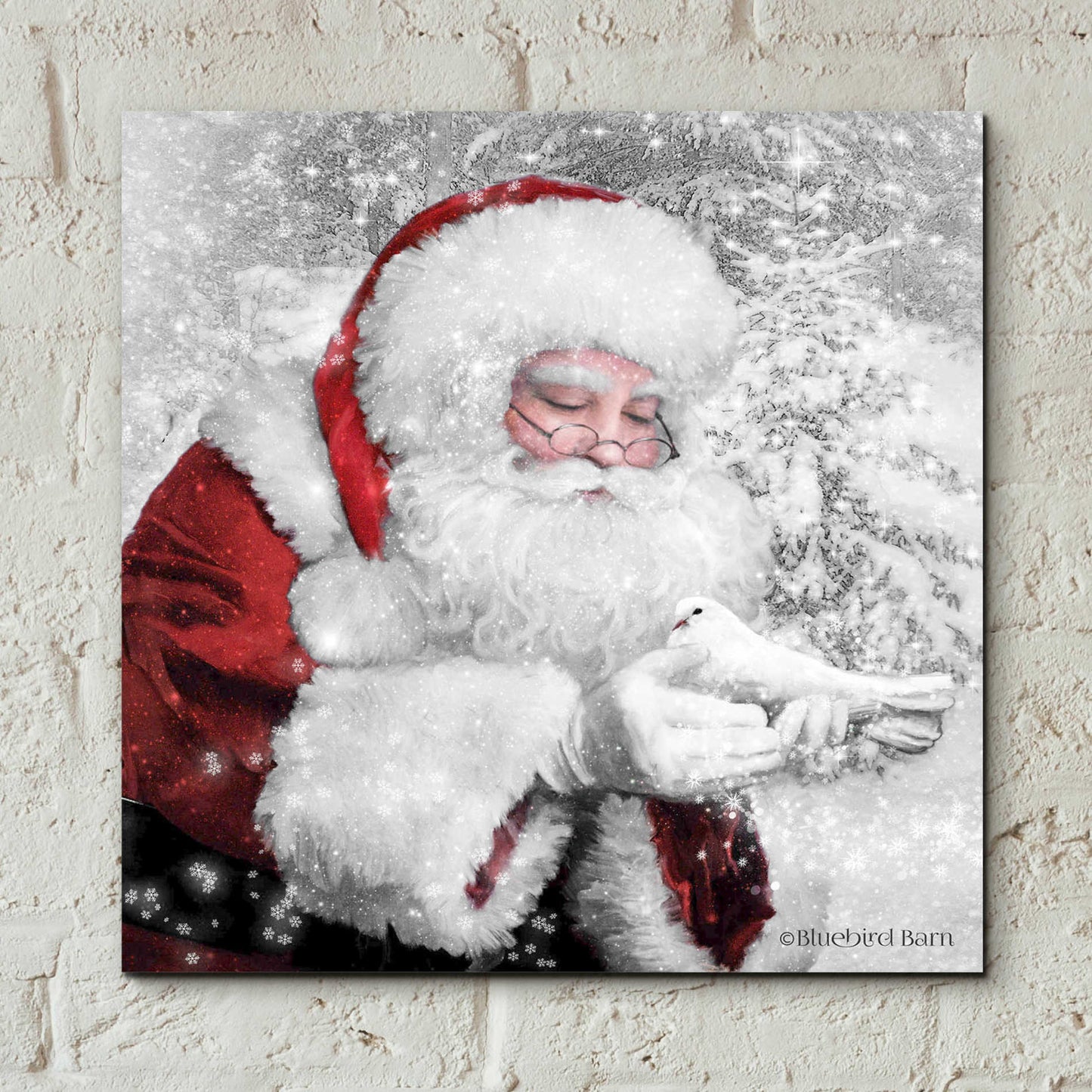 Epic Art 'Santa's Little Friend' by Bluebird Barn, Acrylic Glass Wall Art,12x12