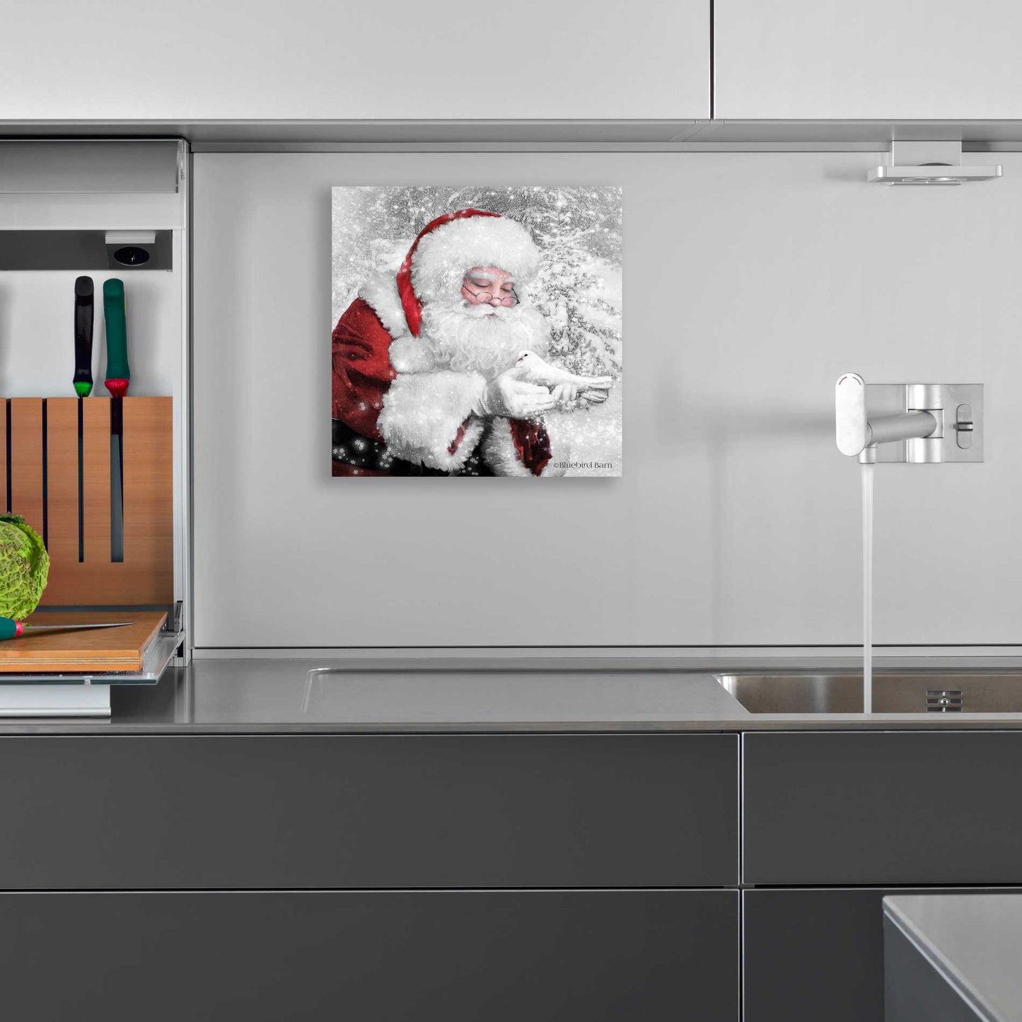 Epic Art 'Santa's Little Friend' by Bluebird Barn, Acrylic Glass Wall Art,12x12