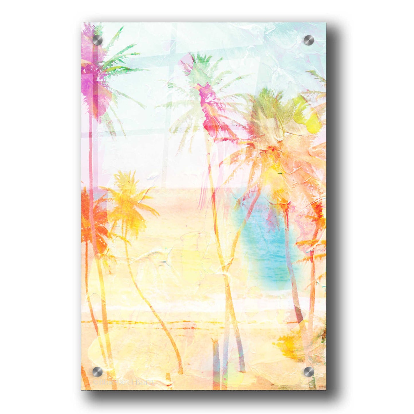 Epic Art 'Bright Summer Palms' by Bluebird Barn, Acrylic Glass Wall Art,24x36