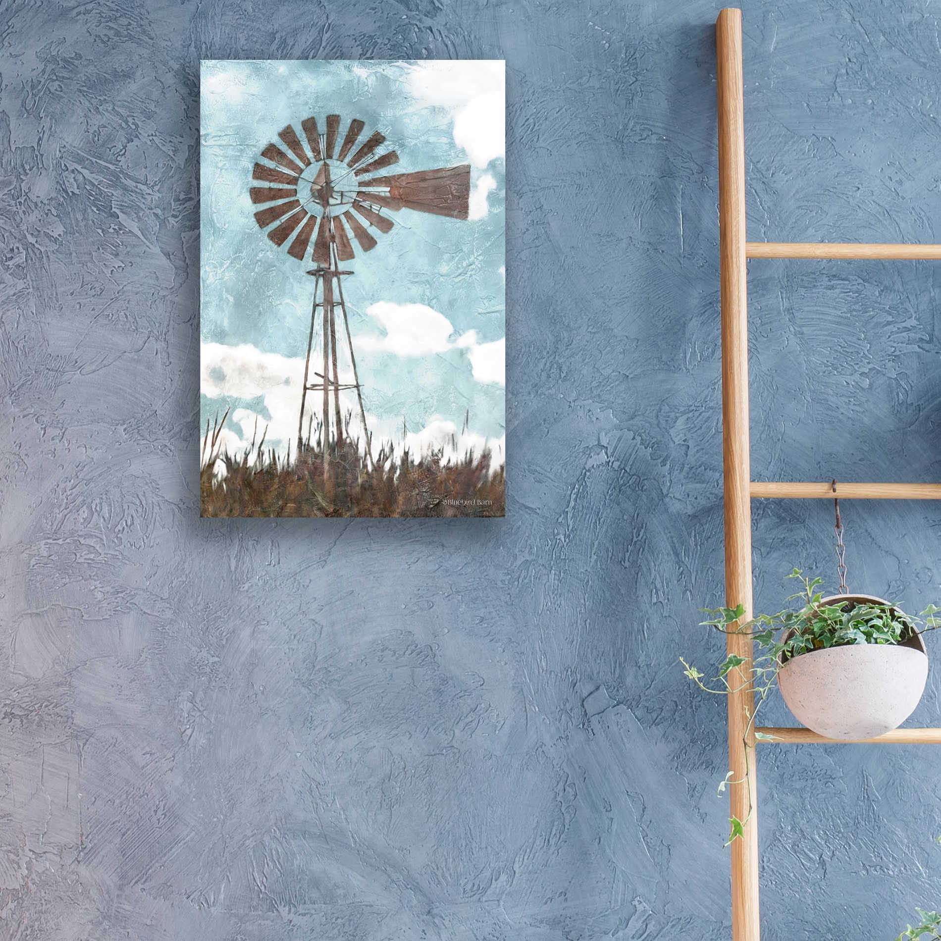 Epic Art 'Windmill' by Bluebird Barn, Acrylic Glass Wall Art,16x24