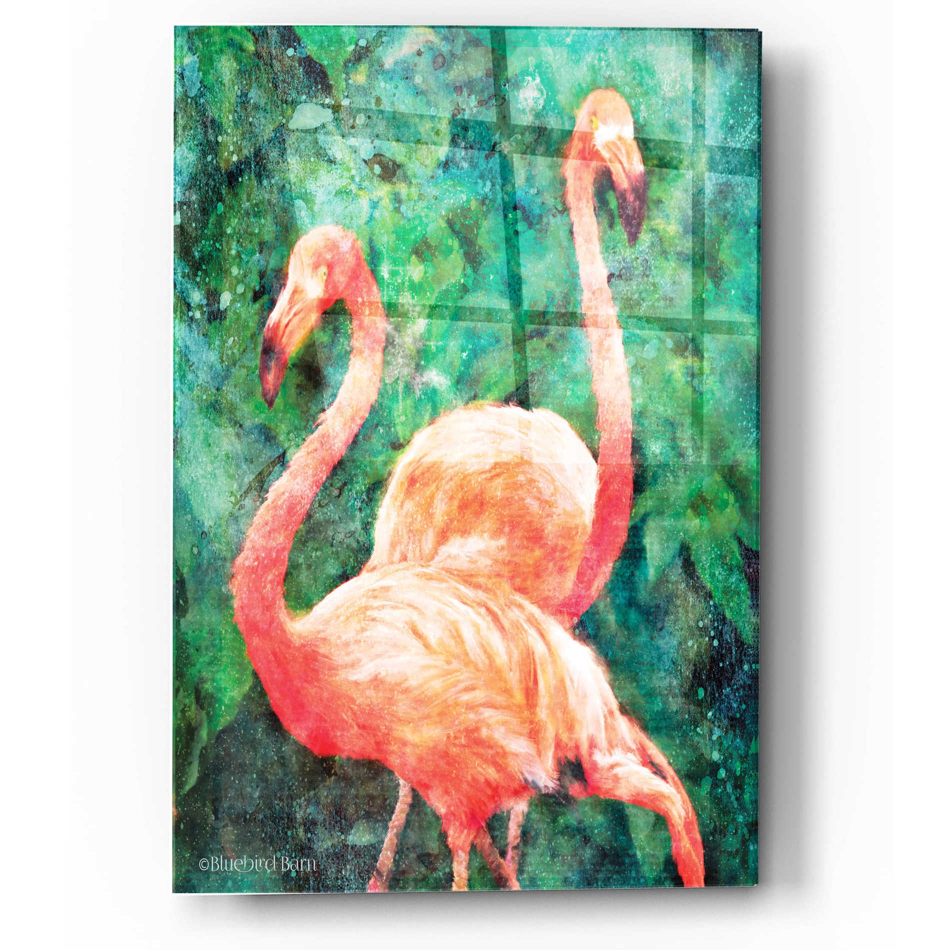 Epic Art 'Flamingos' by Bluebird Barn, Acrylic Glass Wall Art,12x16