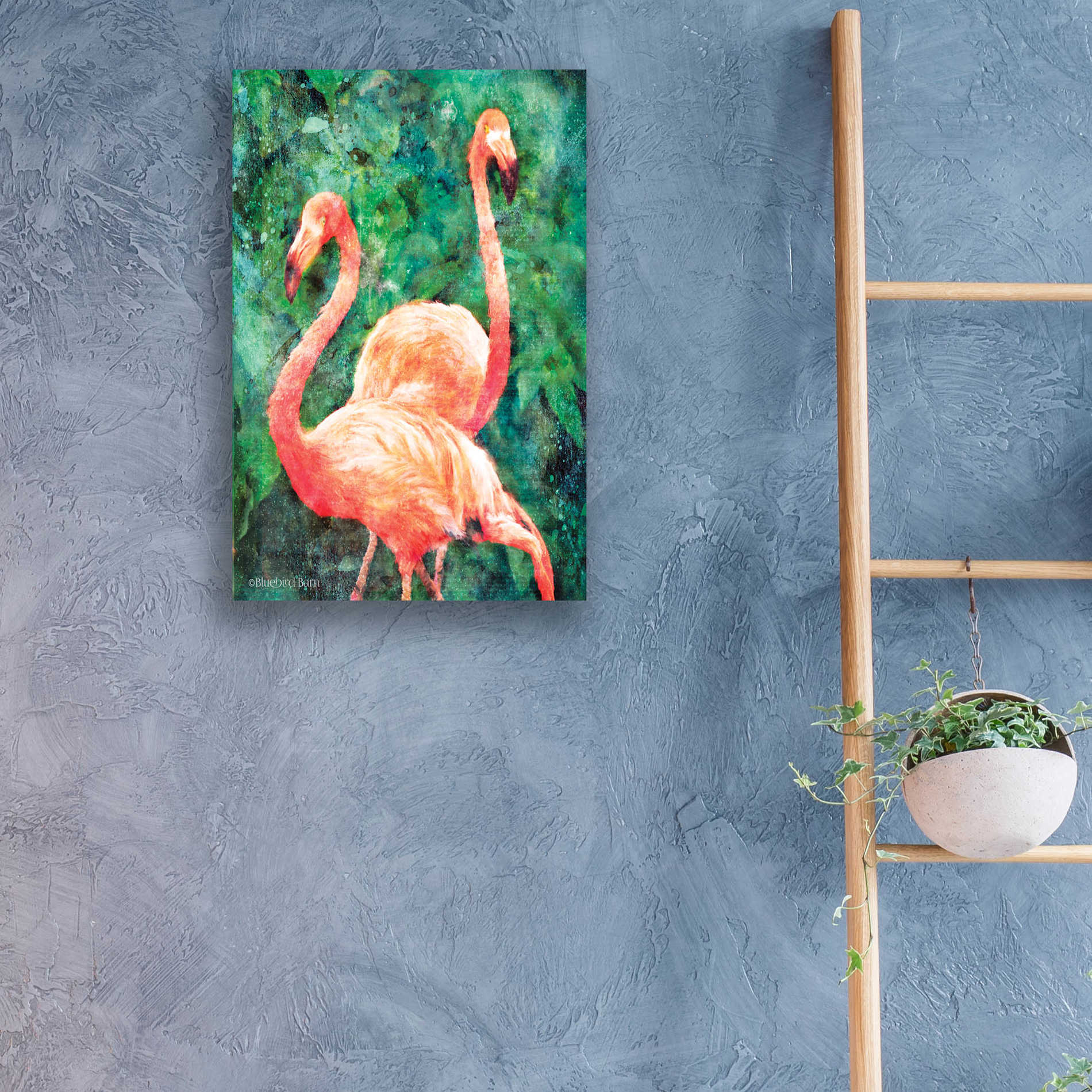 Epic Art 'Flamingos' by Bluebird Barn, Acrylic Glass Wall Art,16x24