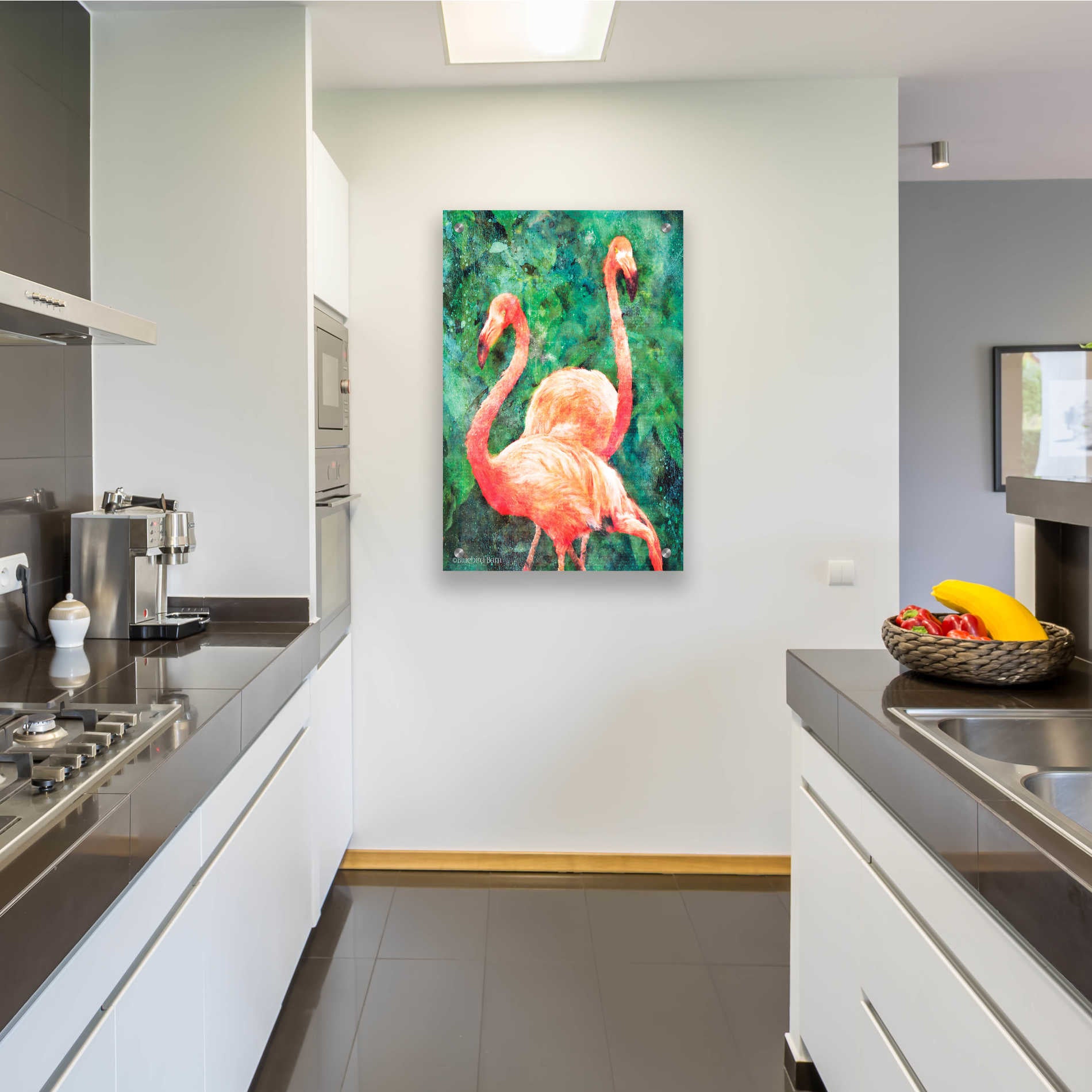 Epic Art 'Flamingos' by Bluebird Barn, Acrylic Glass Wall Art,24x36