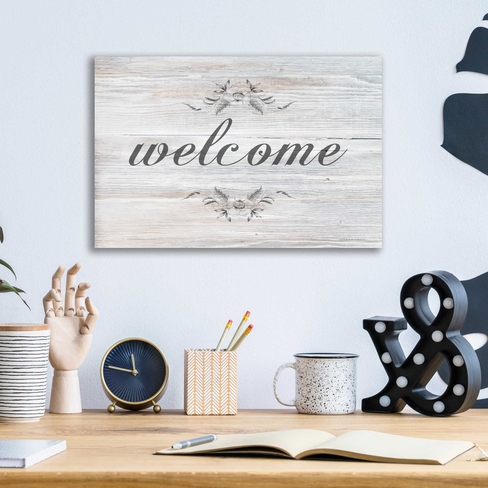 Epic Art 'Welcome' by Bluebird Barn, Acrylic Glass Wall Art,16x12