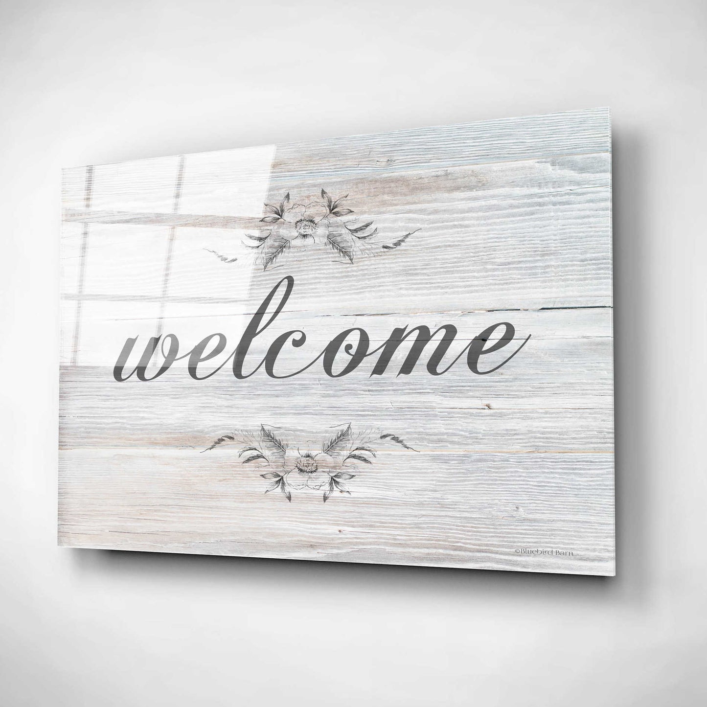 Epic Art 'Welcome' by Bluebird Barn, Acrylic Glass Wall Art,24x16