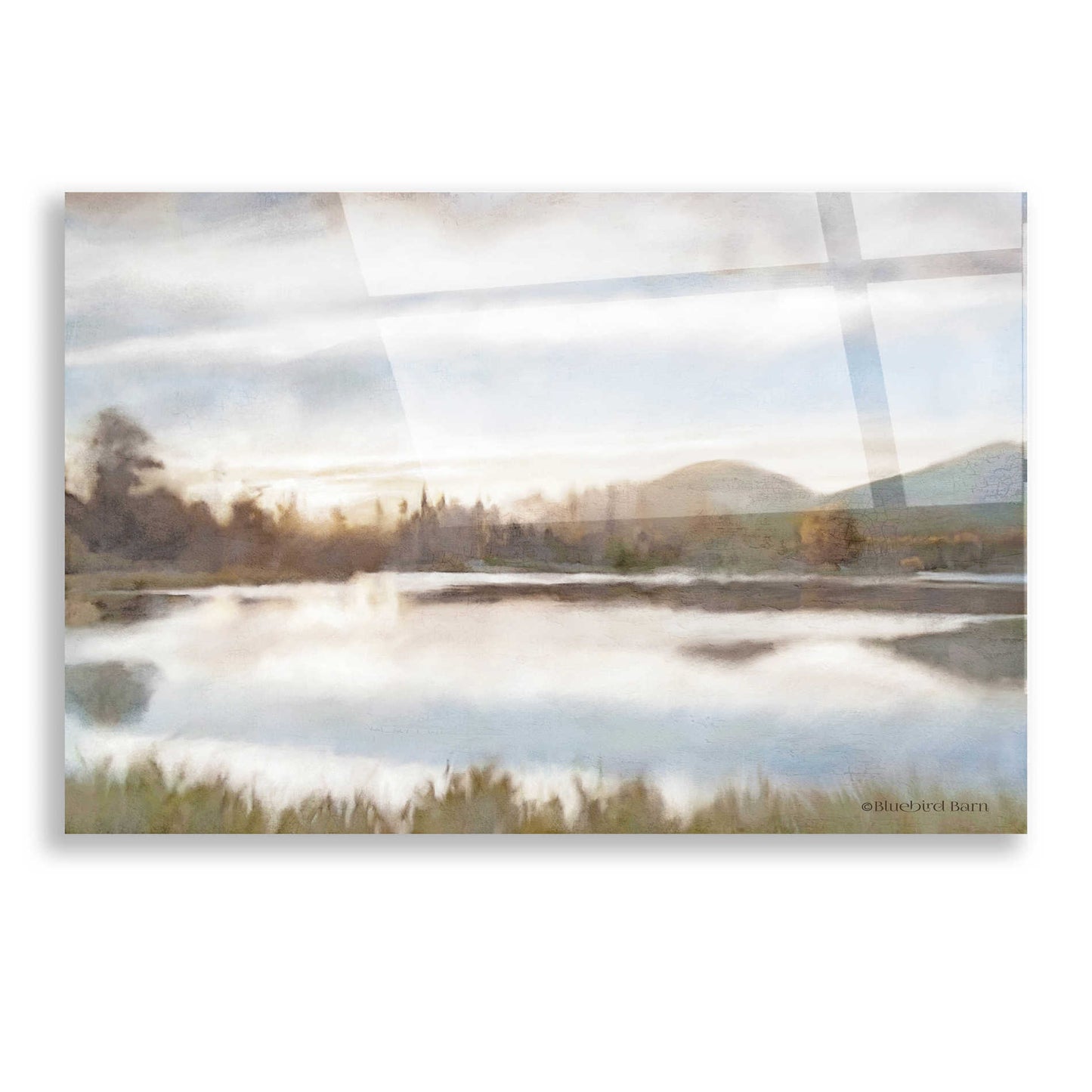 Epic Art 'Lakeview Sunset Landscape' by Bluebird Barn, Acrylic Glass Wall Art,16x12