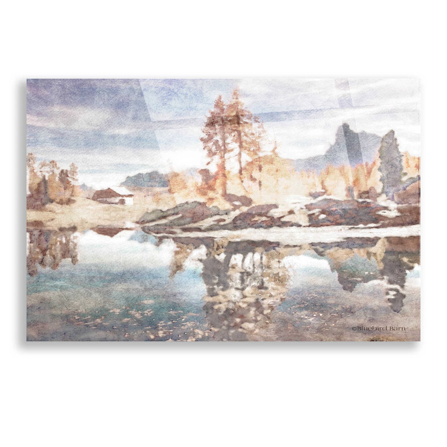 Epic Art 'Little Cabin by the Lake' by Bluebird Barn, Acrylic Glass Wall Art