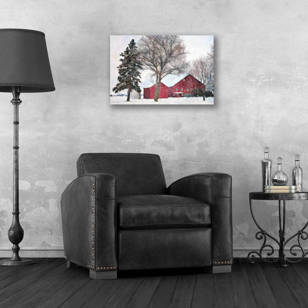 Epic Art 'Snowy Barn' by Bluebird Barn, Acrylic Glass Wall Art,24x16