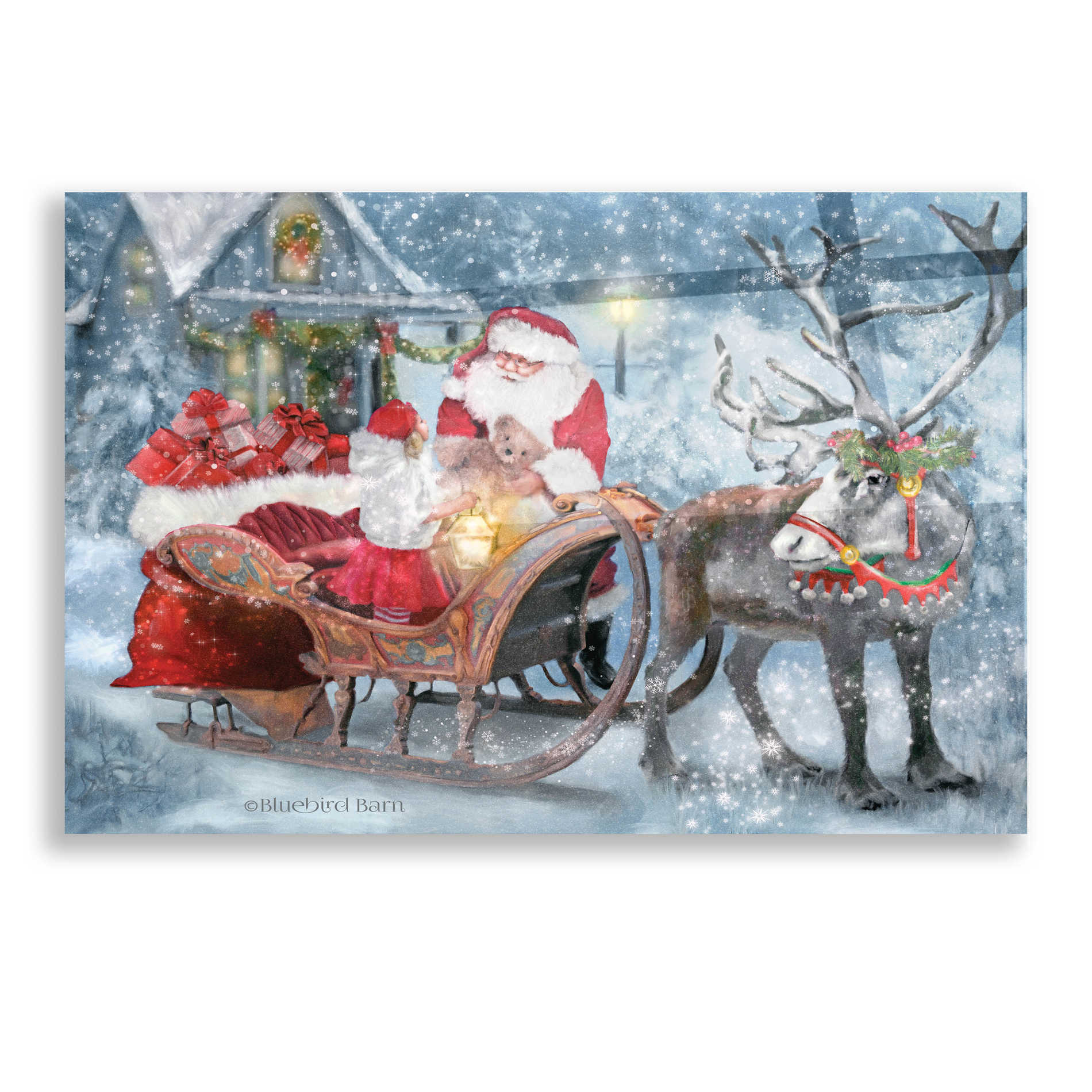 Epic Art 'Santa's Little Helper' by Bluebird Barn, Acrylic Glass Wall Art,16x12