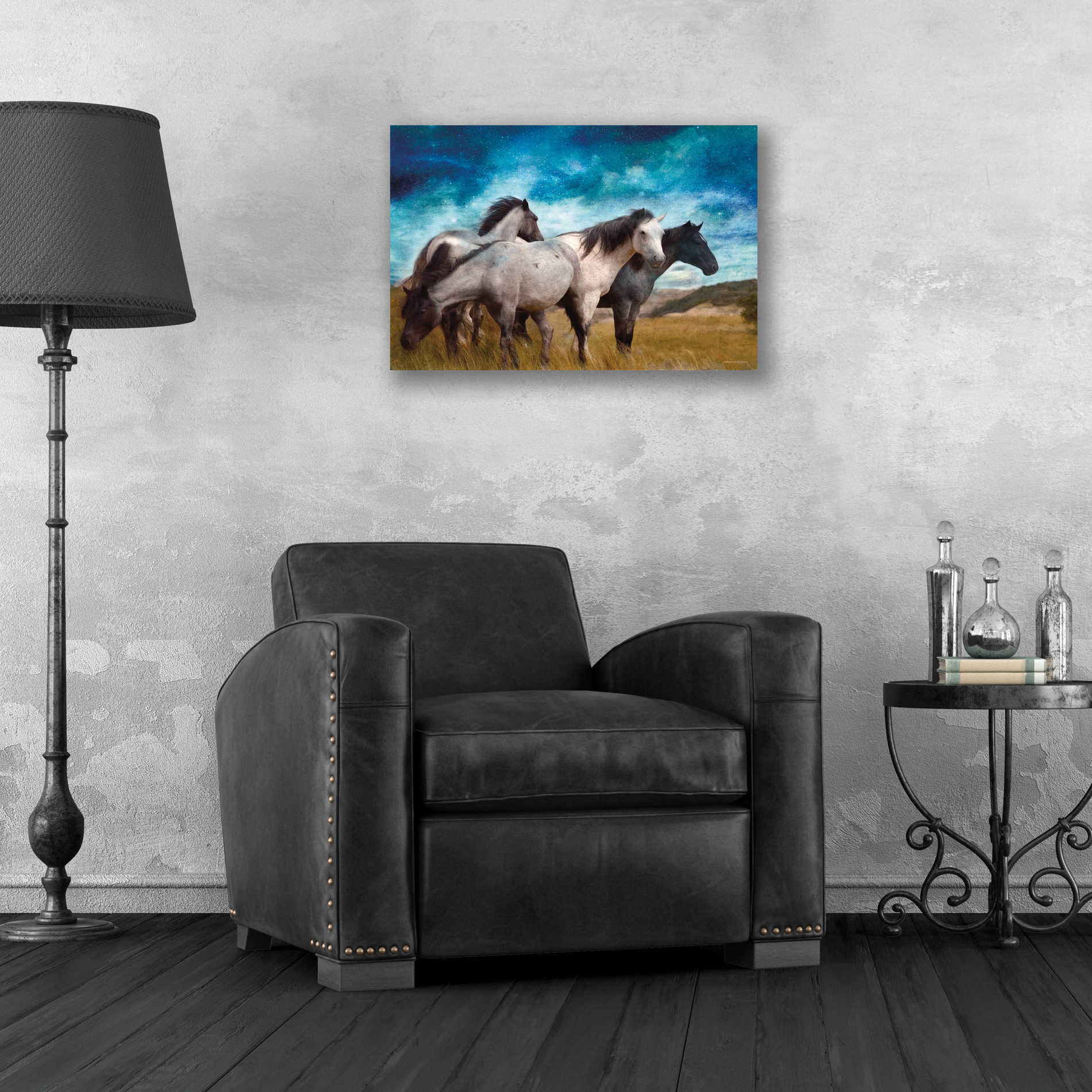 Epic Art 'Starry Night Horse Herd' by Bluebird Barn, Acrylic Glass Wall Art,24x16