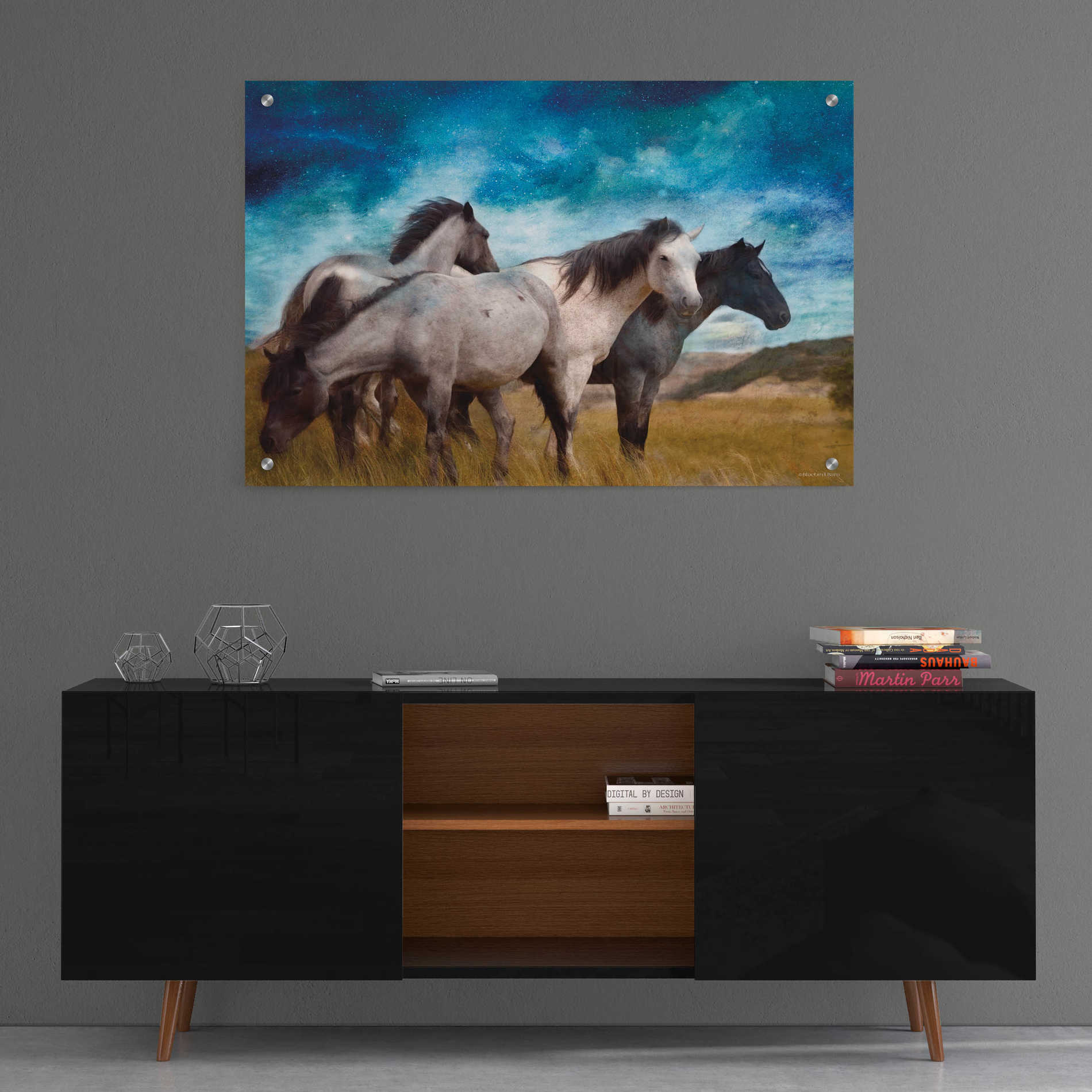 Epic Art 'Starry Night Horse Herd' by Bluebird Barn, Acrylic Glass Wall Art,36x24