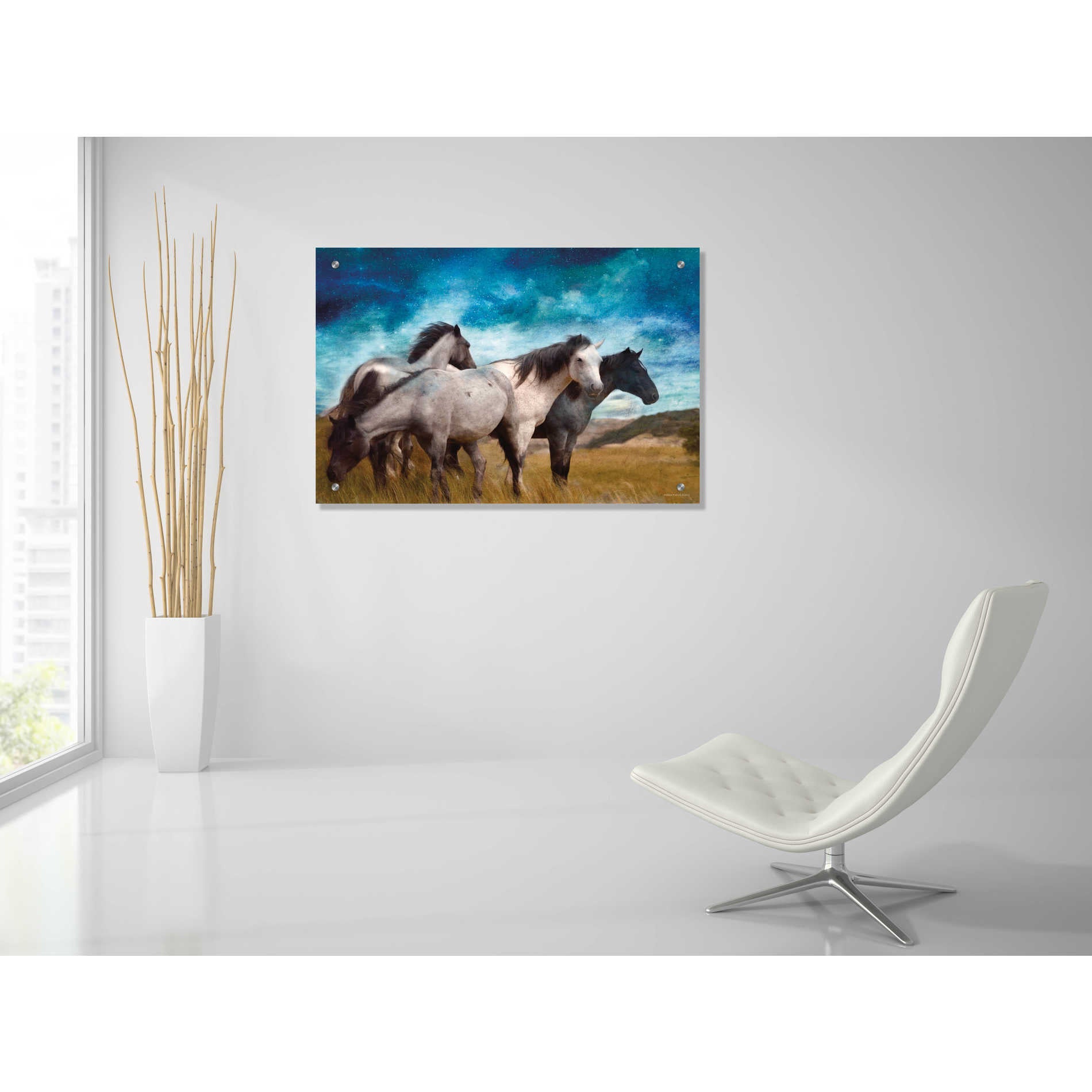 Epic Art 'Starry Night Horse Herd' by Bluebird Barn, Acrylic Glass Wall Art,36x24