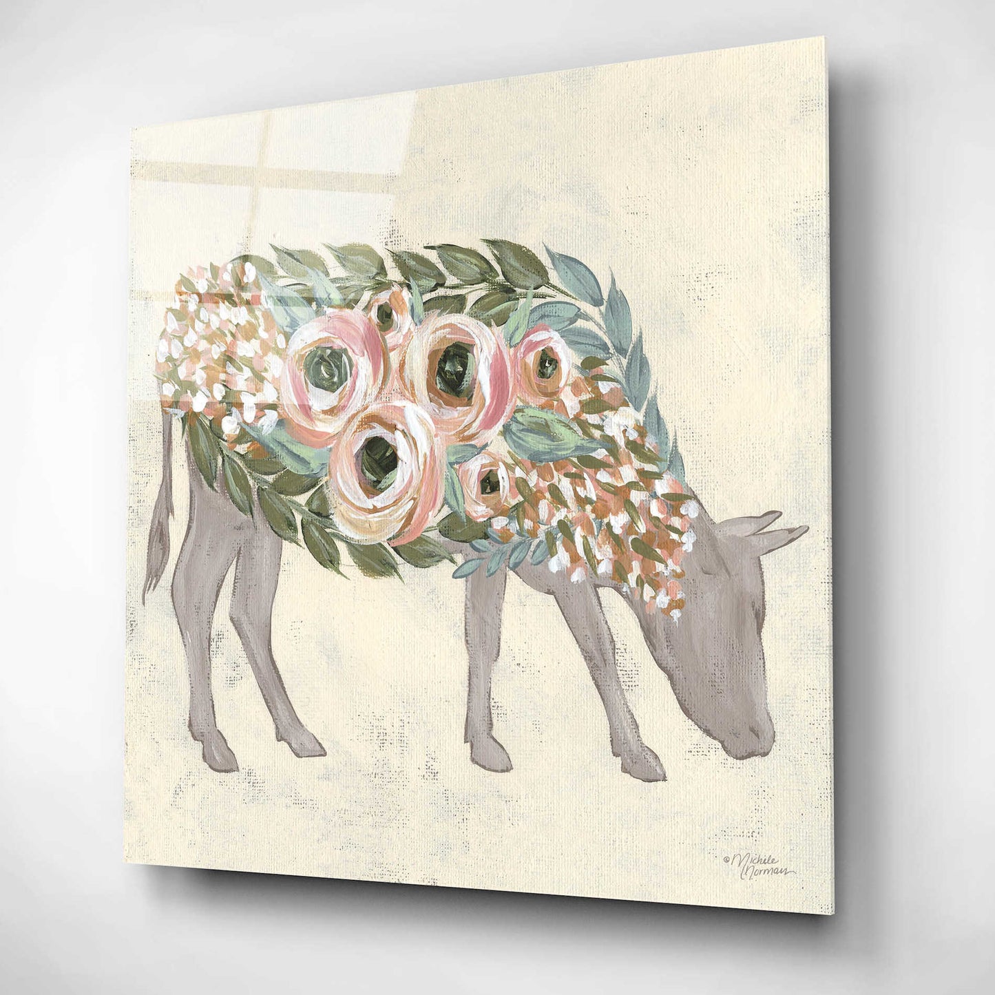 Epic Art 'Annabelle the Cow' by Michele Norman, Acrylic Glass Wall Art,12x12