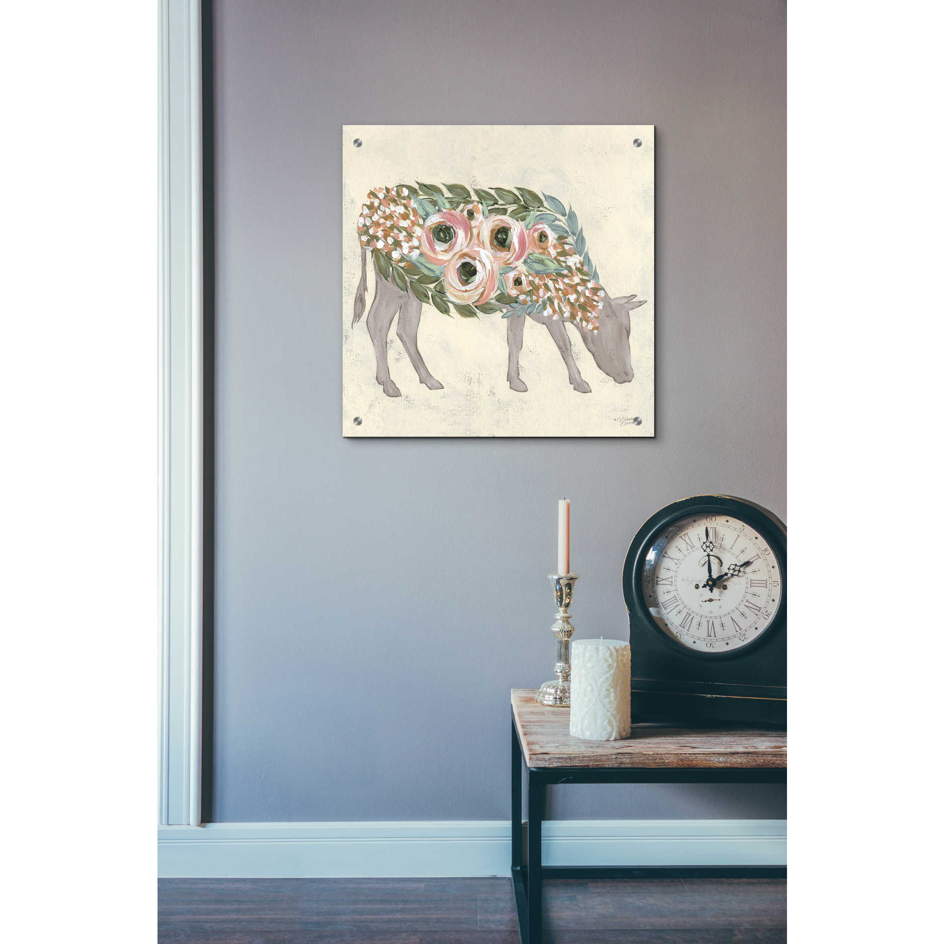 Epic Art 'Annabelle the Cow' by Michele Norman, Acrylic Glass Wall Art,24x24