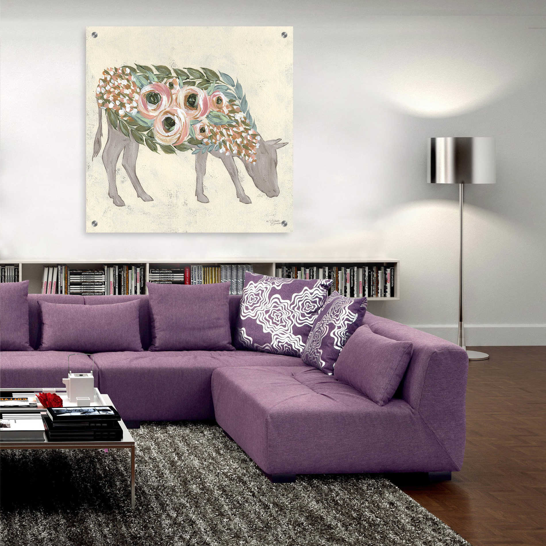 Epic Art 'Annabelle the Cow' by Michele Norman, Acrylic Glass Wall Art,36x36