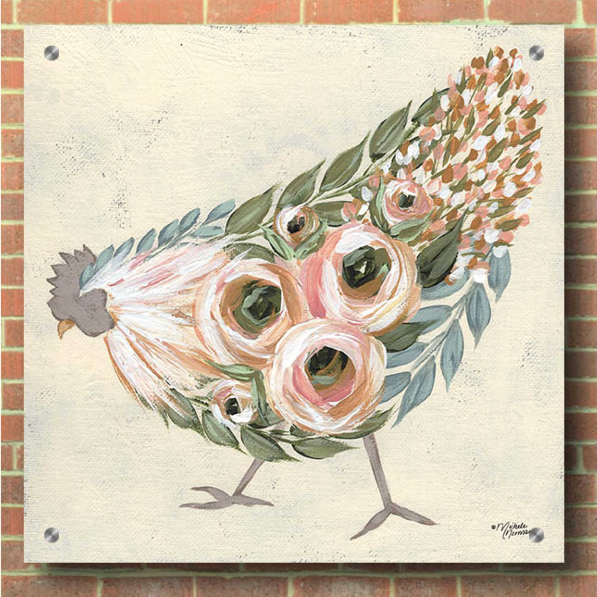 Epic Art 'Astrid the Hen' by Michele Norman, Acrylic Glass Wall Art,36x36