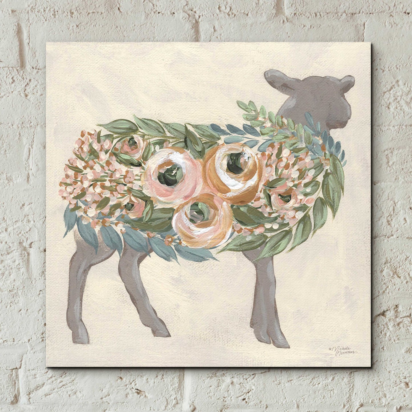 Epic Art 'Audrey the Lamb' by Michele Norman, Acrylic Glass Wall Art,12x12