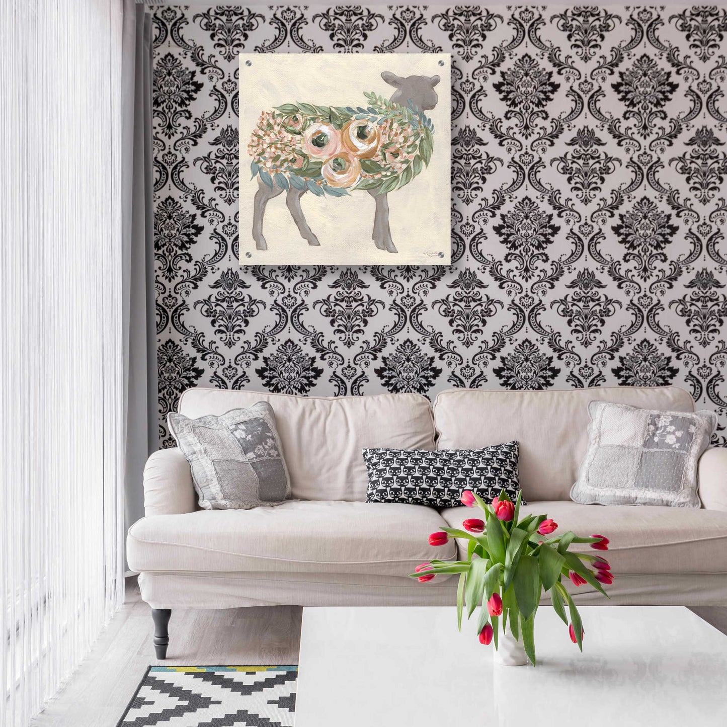 Epic Art 'Audrey the Lamb' by Michele Norman, Acrylic Glass Wall Art,24x24