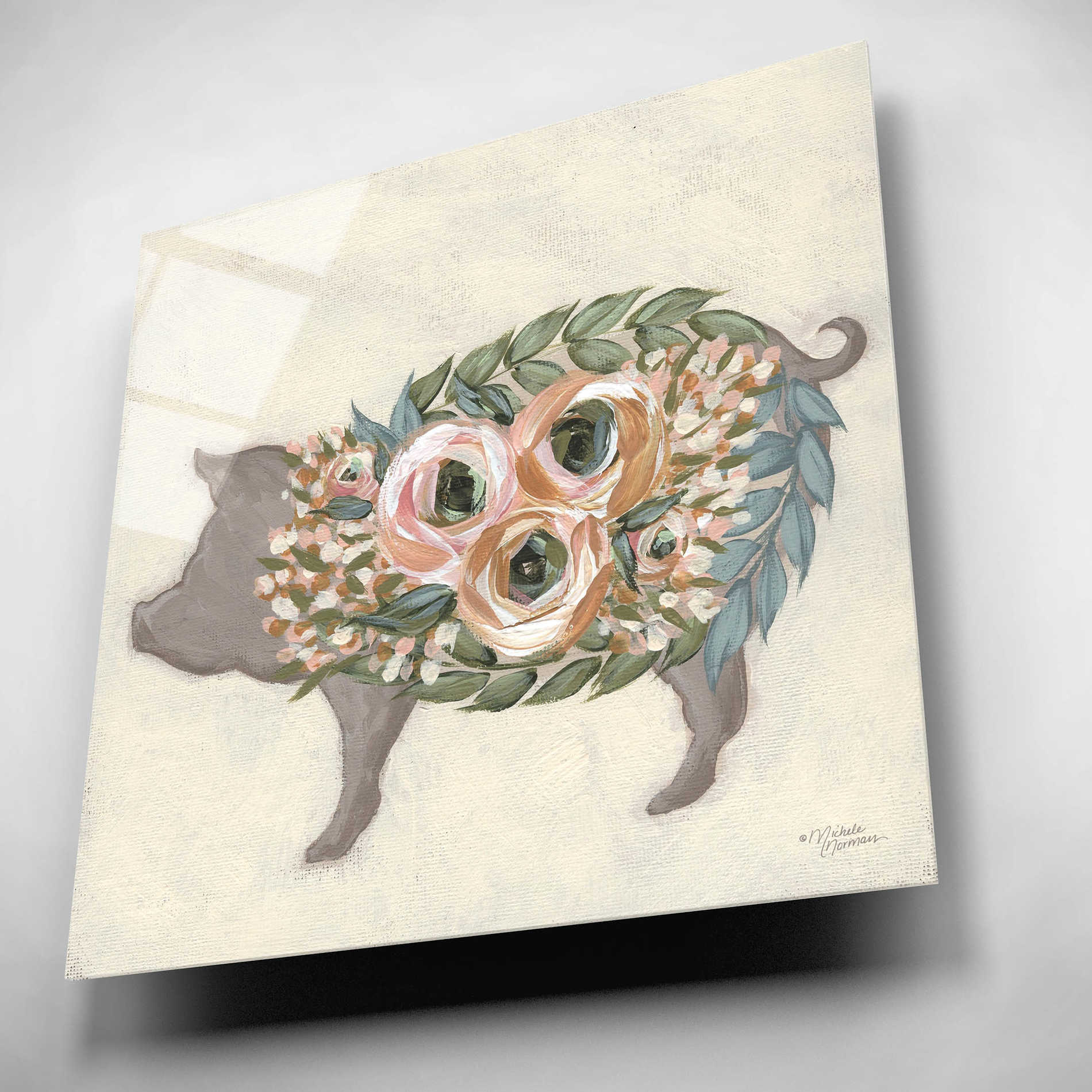 Epic Art 'Alice the Pig' by Michele Norman, Acrylic Glass Wall Art,12x12