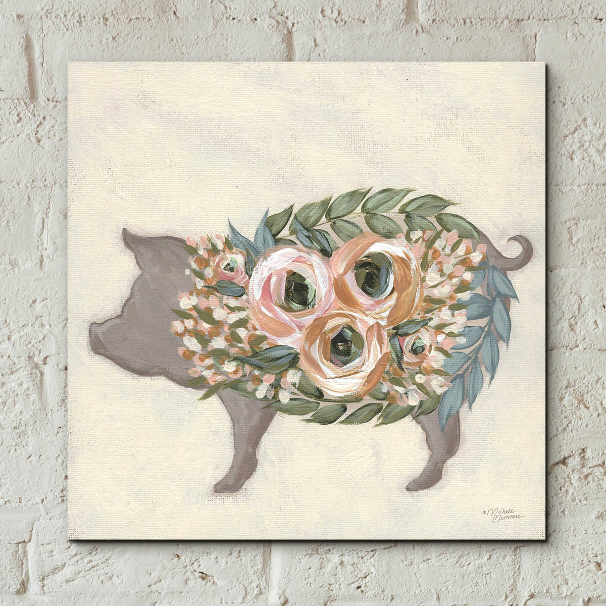 Epic Art 'Alice the Pig' by Michele Norman, Acrylic Glass Wall Art,12x12