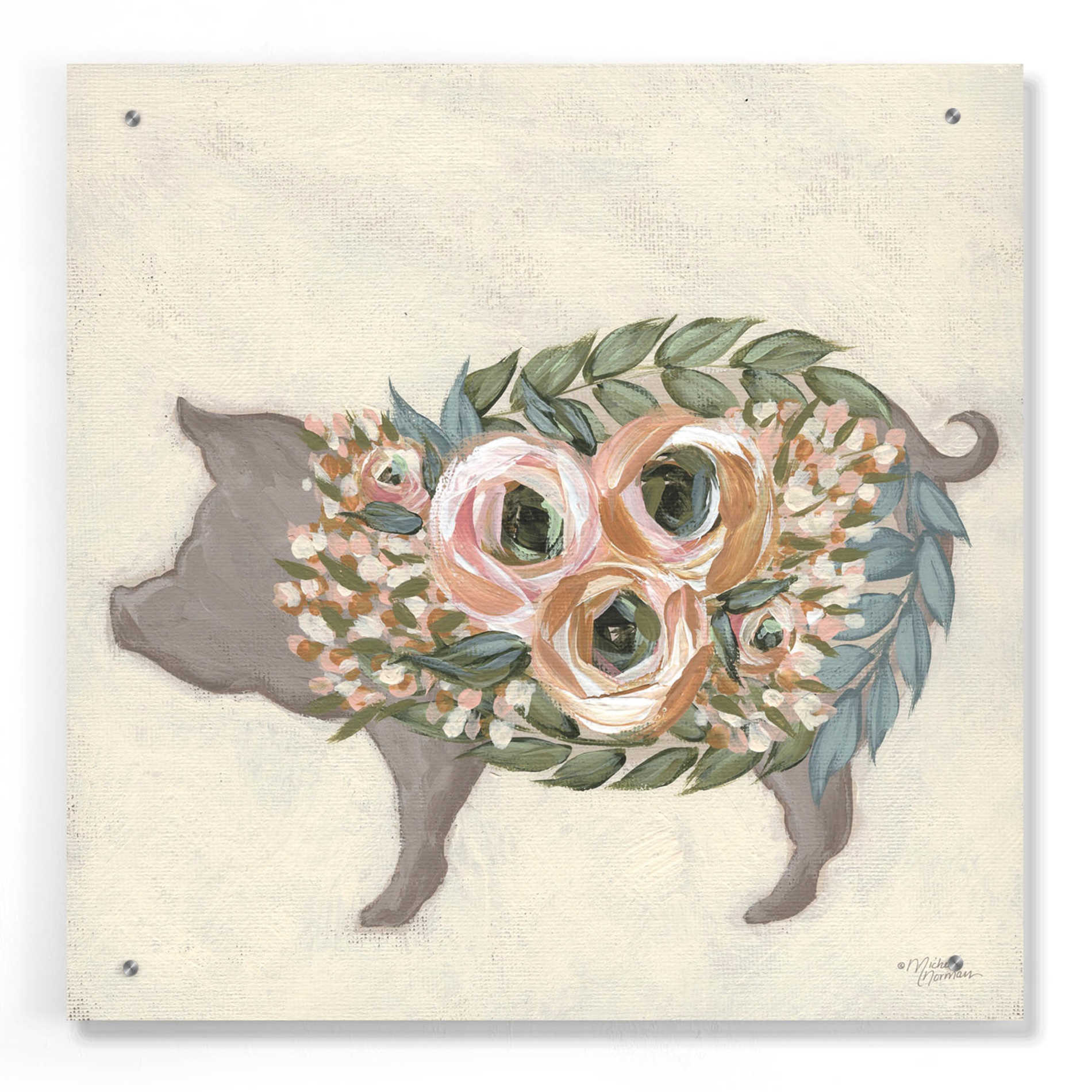 Epic Art 'Alice the Pig' by Michele Norman, Acrylic Glass Wall Art,24x24