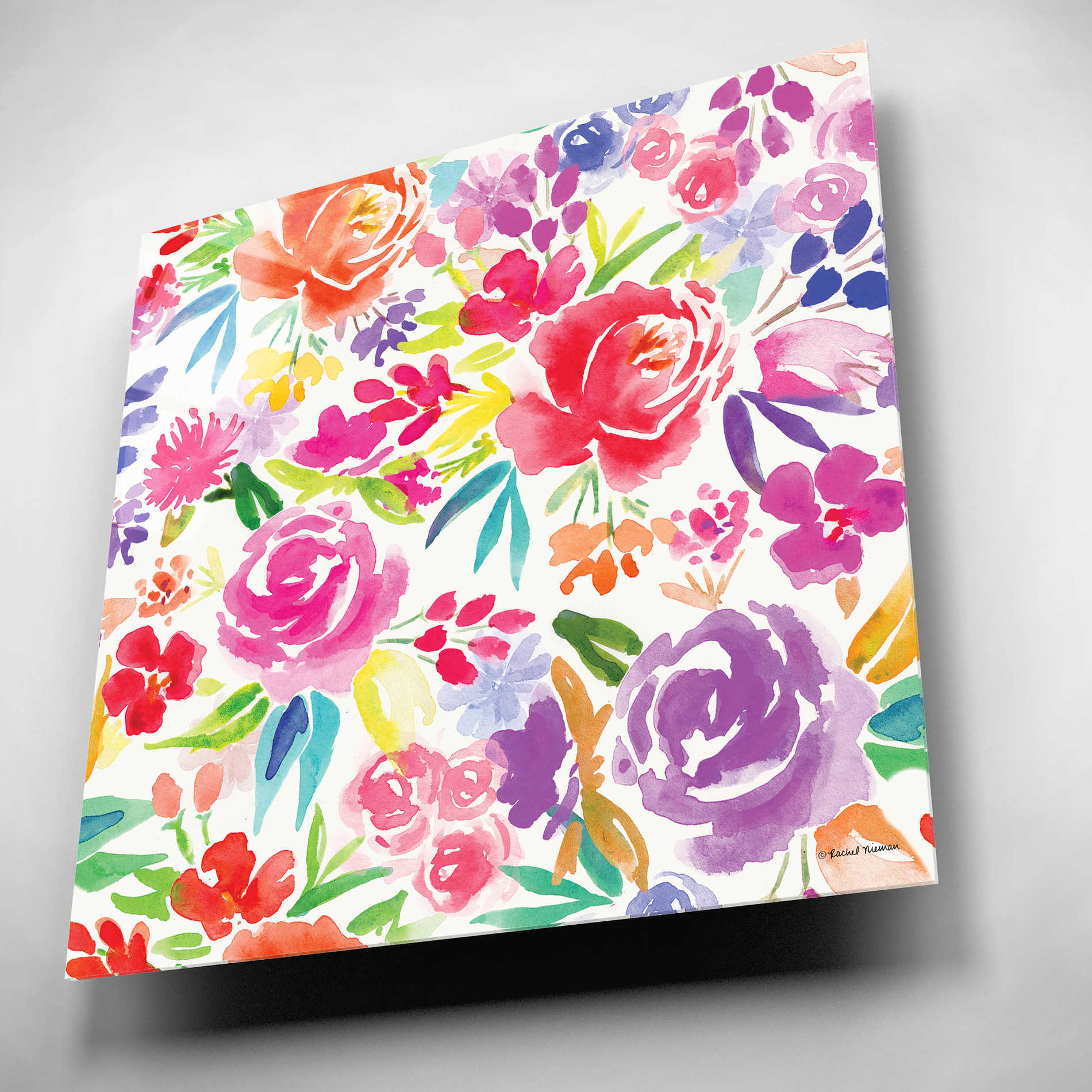 Epic Art 'Vibrant Floral Pattern' by Rachel Nieman, Acrylic Glass Wall Art,12x12