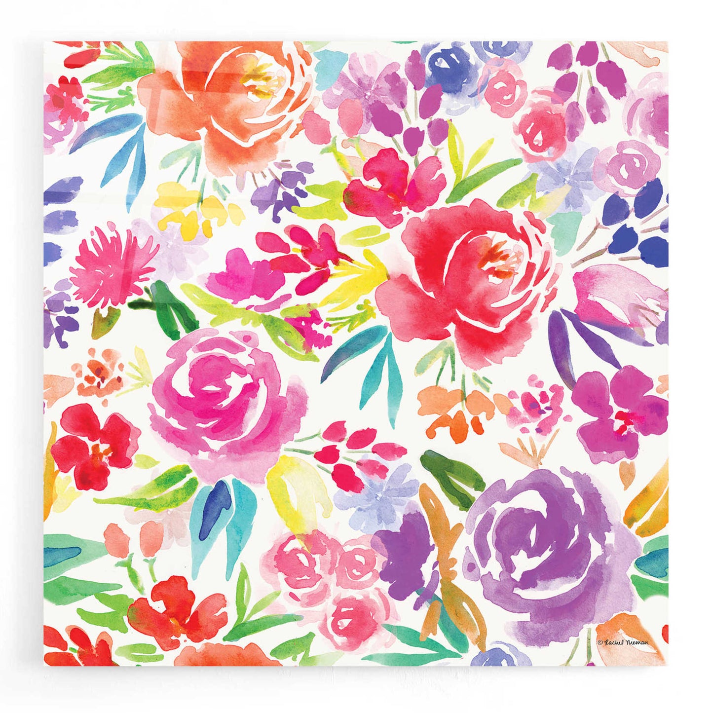 Epic Art 'Vibrant Floral Pattern' by Rachel Nieman, Acrylic Glass Wall Art,12x12