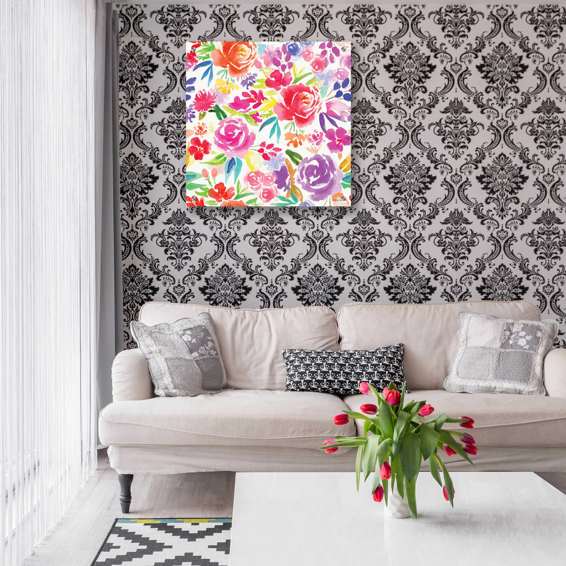 Epic Art 'Vibrant Floral Pattern' by Rachel Nieman, Acrylic Glass Wall Art,24x24