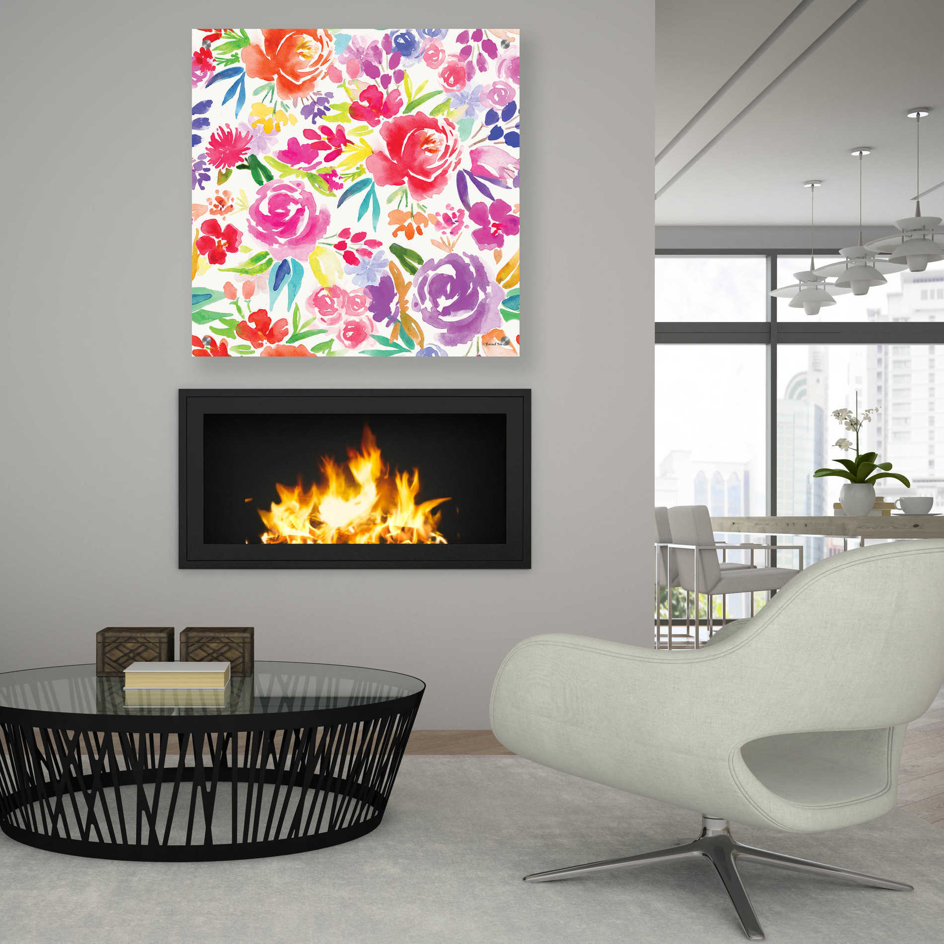 Epic Art 'Vibrant Floral Pattern' by Rachel Nieman, Acrylic Glass Wall Art,36x36