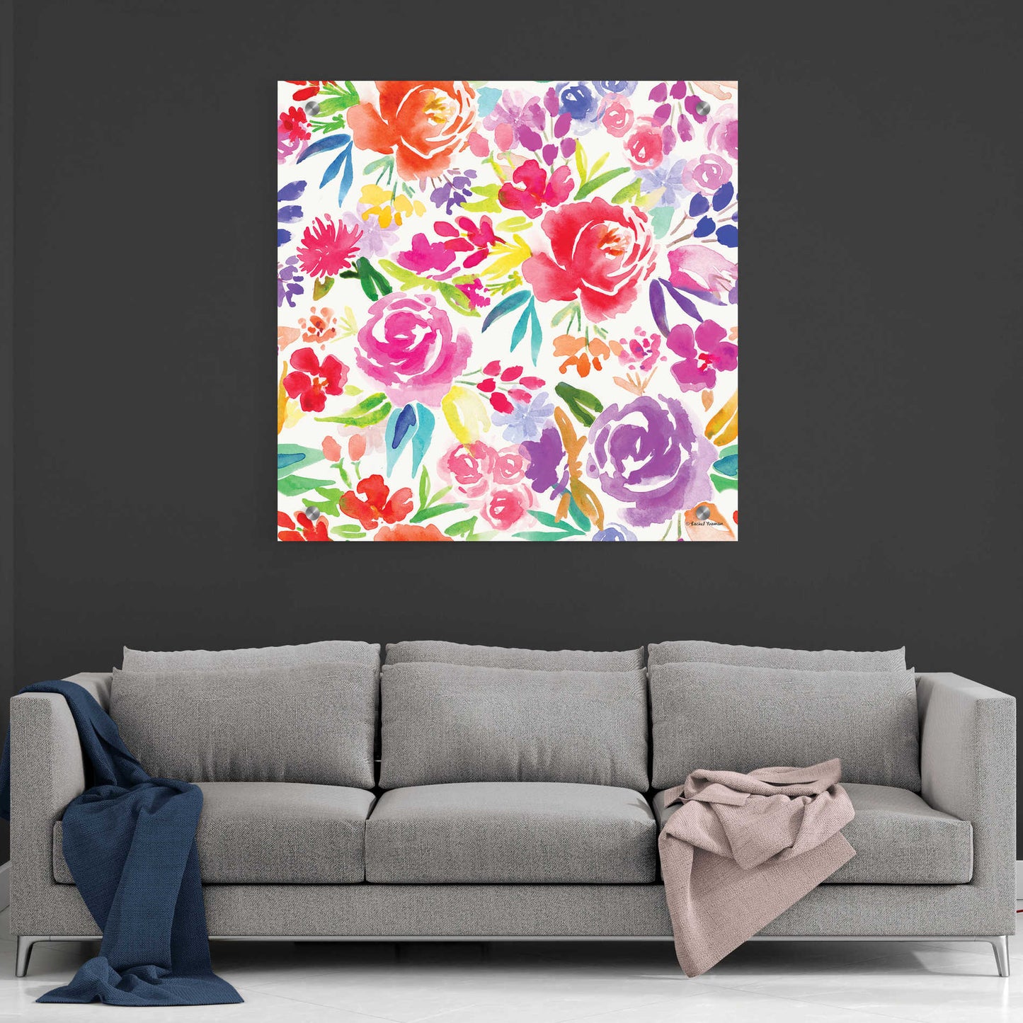 Epic Art 'Vibrant Floral Pattern' by Rachel Nieman, Acrylic Glass Wall Art,36x36