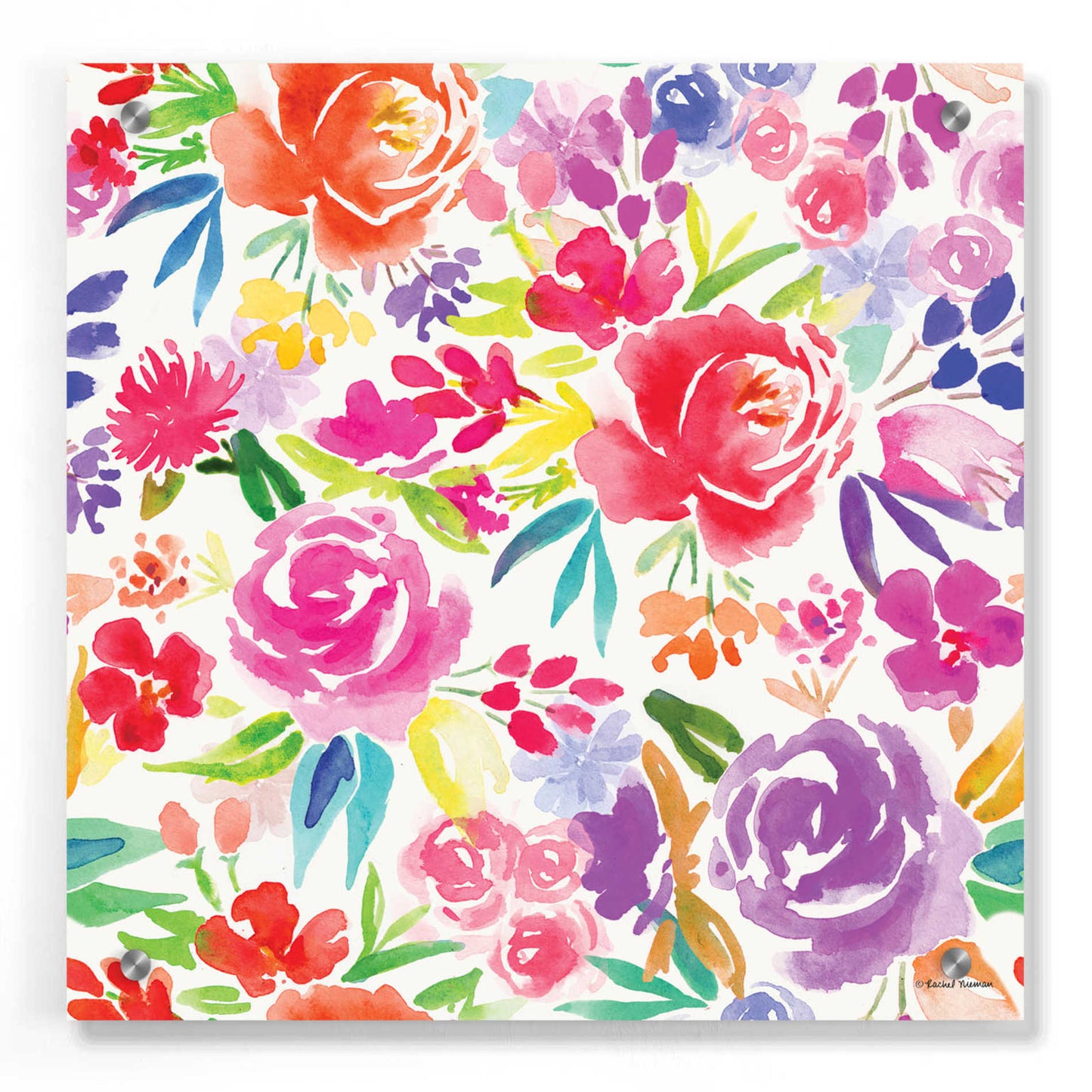 Epic Art 'Vibrant Floral Pattern' by Rachel Nieman, Acrylic Glass Wall Art,36x36