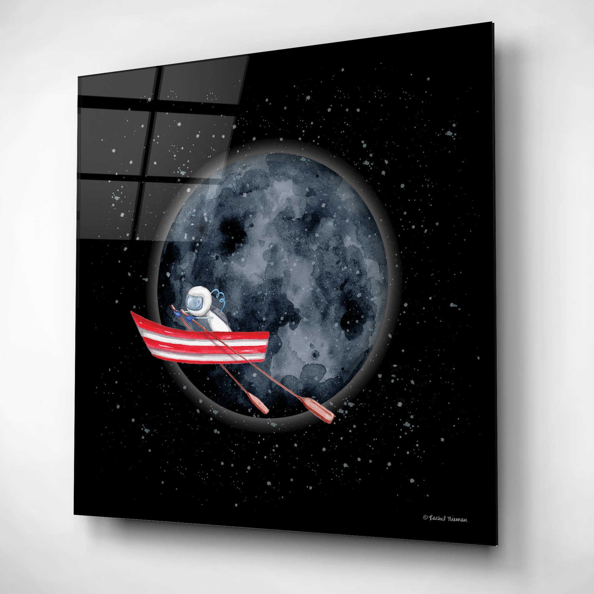 Epic Art 'Sail to the Moon' by Rachel Nieman, Acrylic Glass Wall Art,12x12