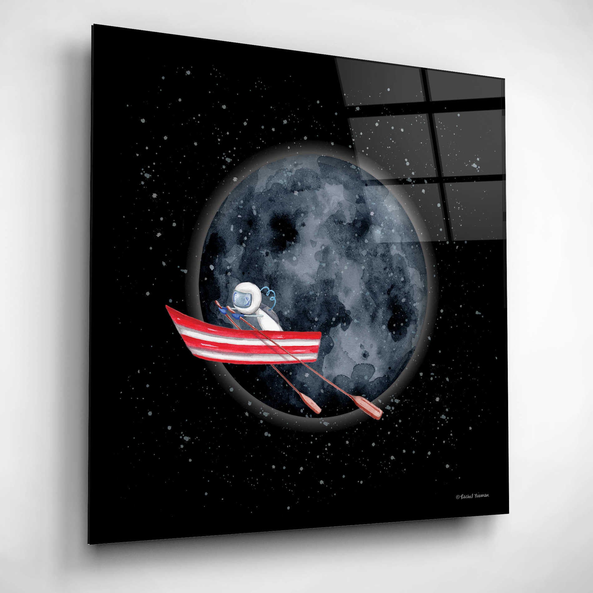 Epic Art 'Sail to the Moon' by Rachel Nieman, Acrylic Glass Wall Art,12x12