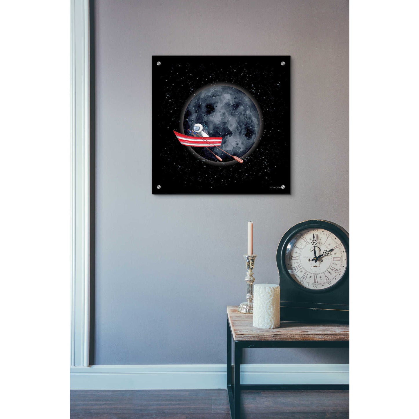 Epic Art 'Sail to the Moon' by Rachel Nieman, Acrylic Glass Wall Art,24x24